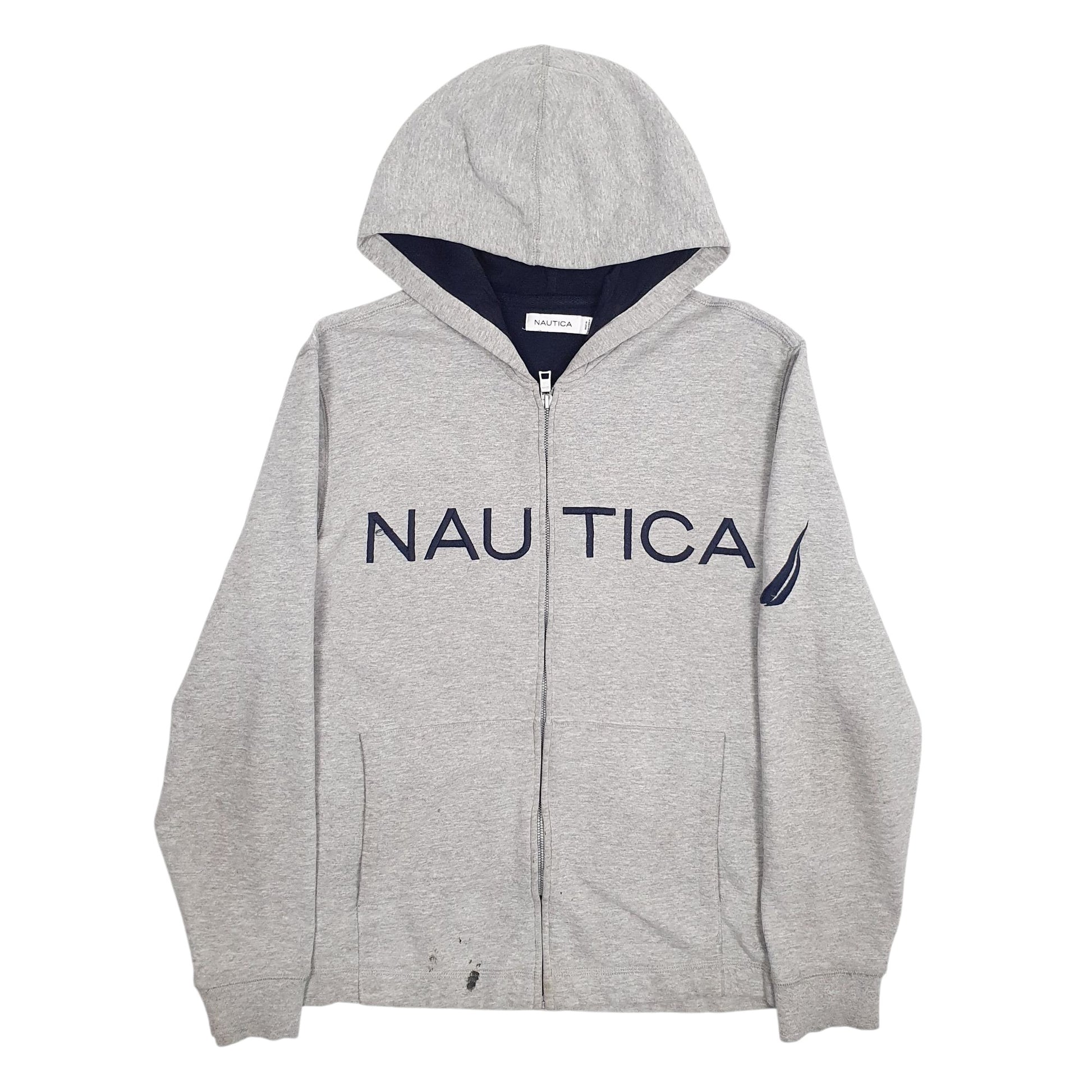Mens Grey Nautica Spellout Full Zip Jumper