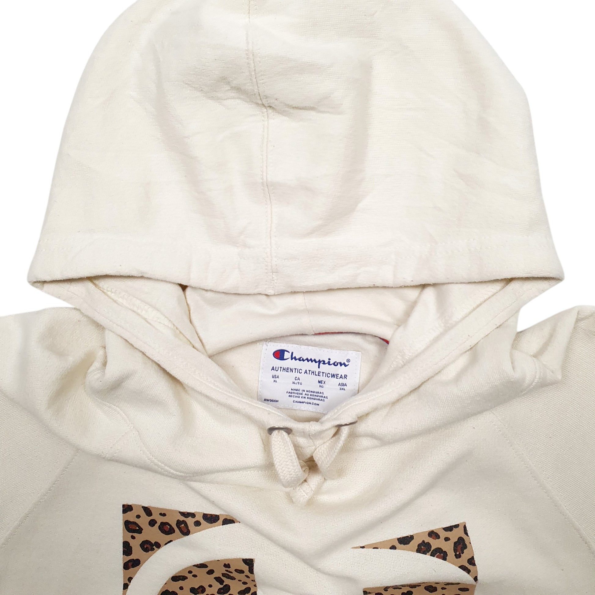 Womens Cream Champion Spellout Hoodie Jumper