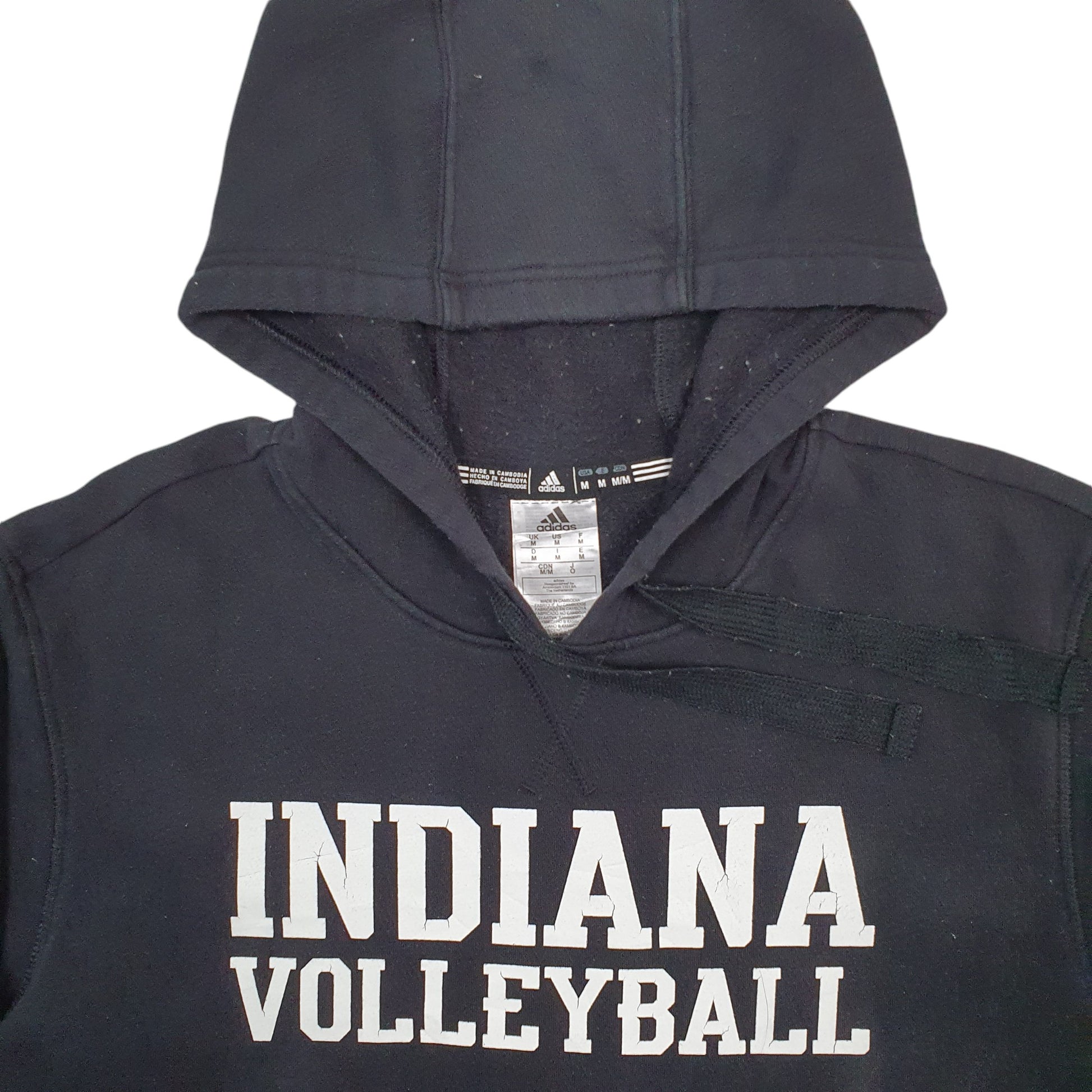 Mens Black Adidas Indiana Volleyball Spellout Hoodie Jumper