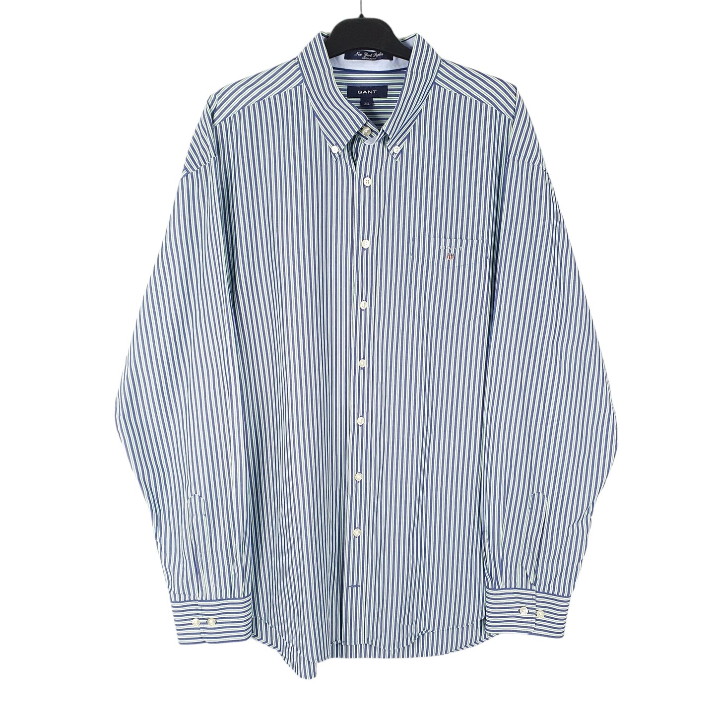 Mens Blue Gant New York Poplin Long Sleeve Shirt
