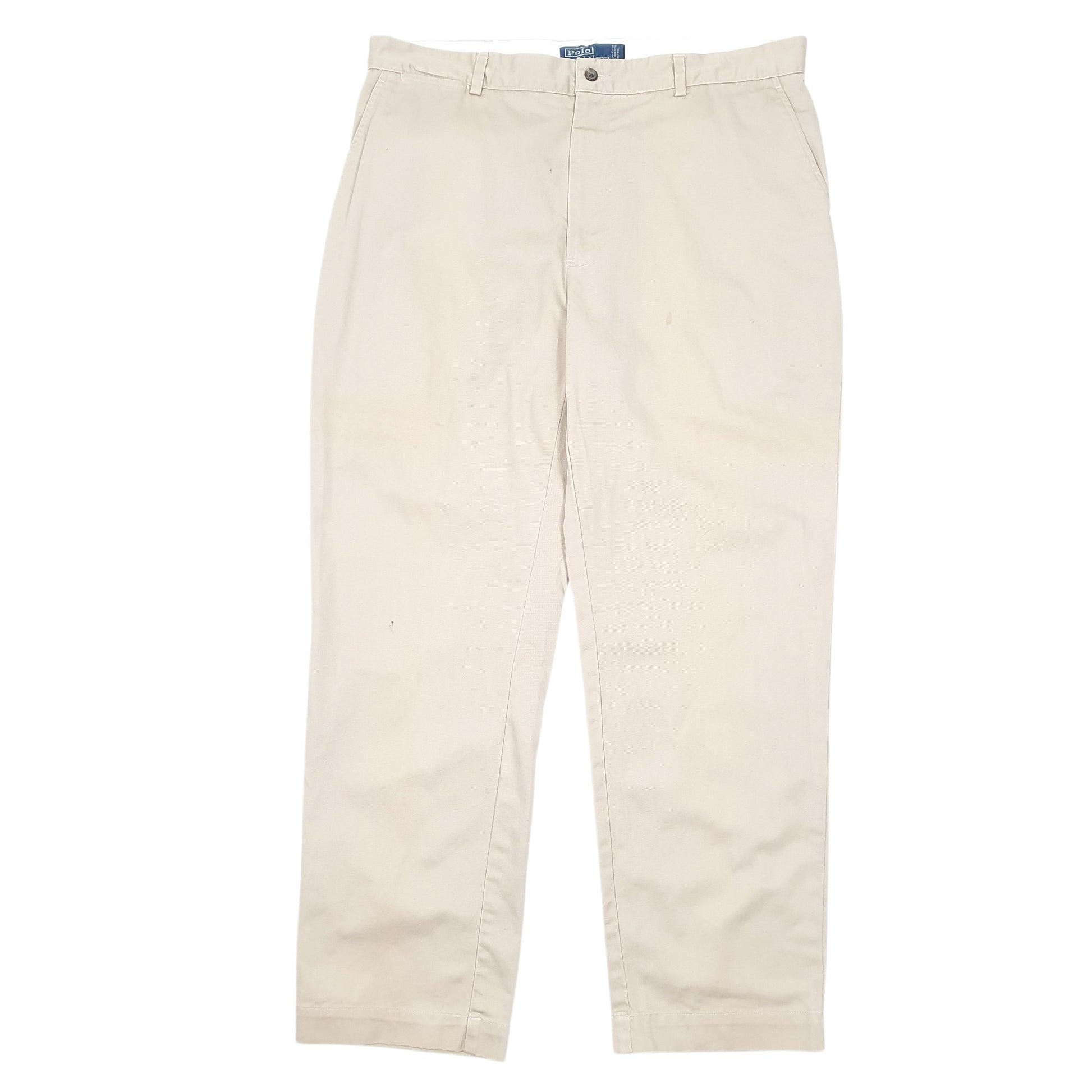 Mens Beige Polo Ralph Lauren Vintage Flat Front Chino Trousers