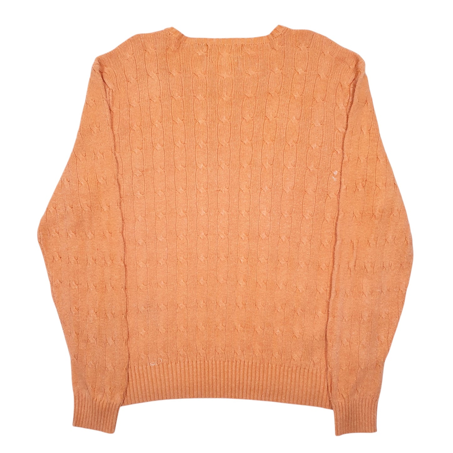 Mens Orange Polo Ralph Lauren Knit Cable Crewneck Jumper