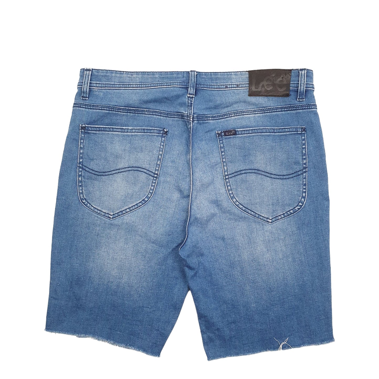 Mens Blue Lee Distressed Denim Shorts
