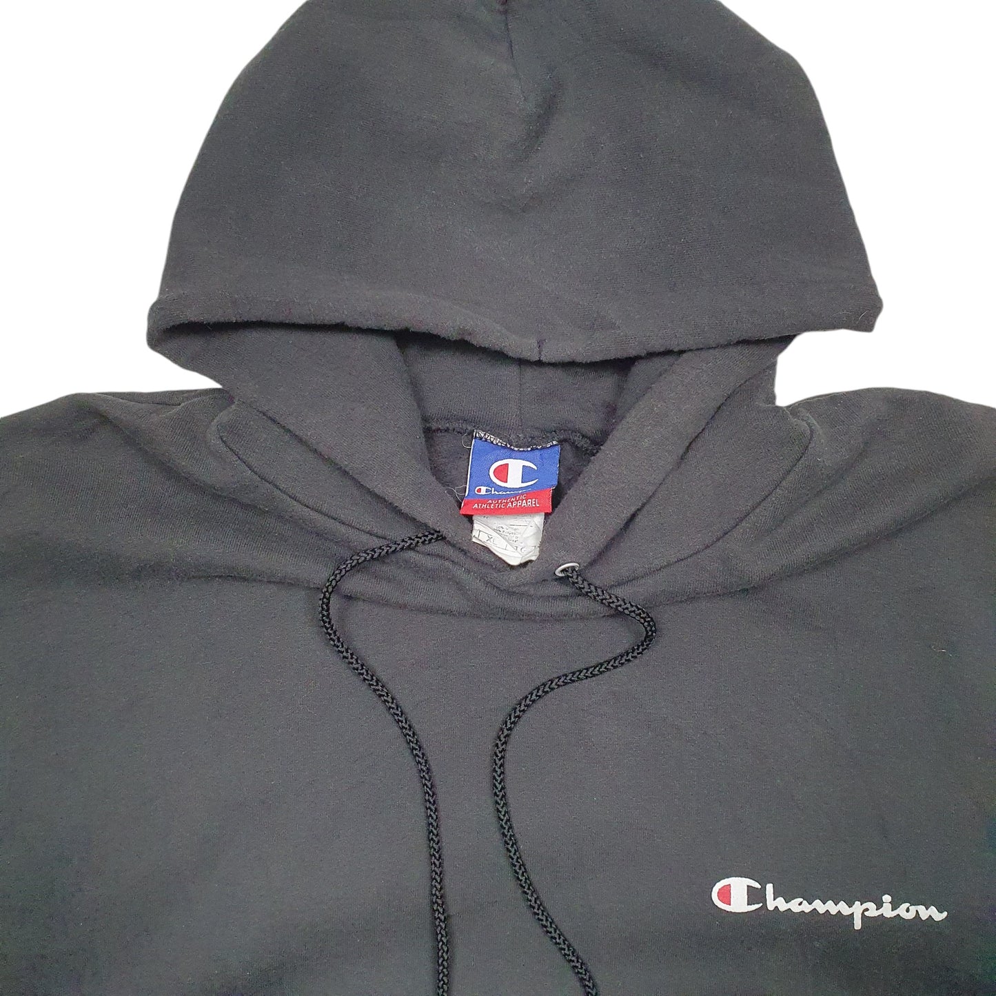 Mens Black Champion Spellout Hoodie Jumper