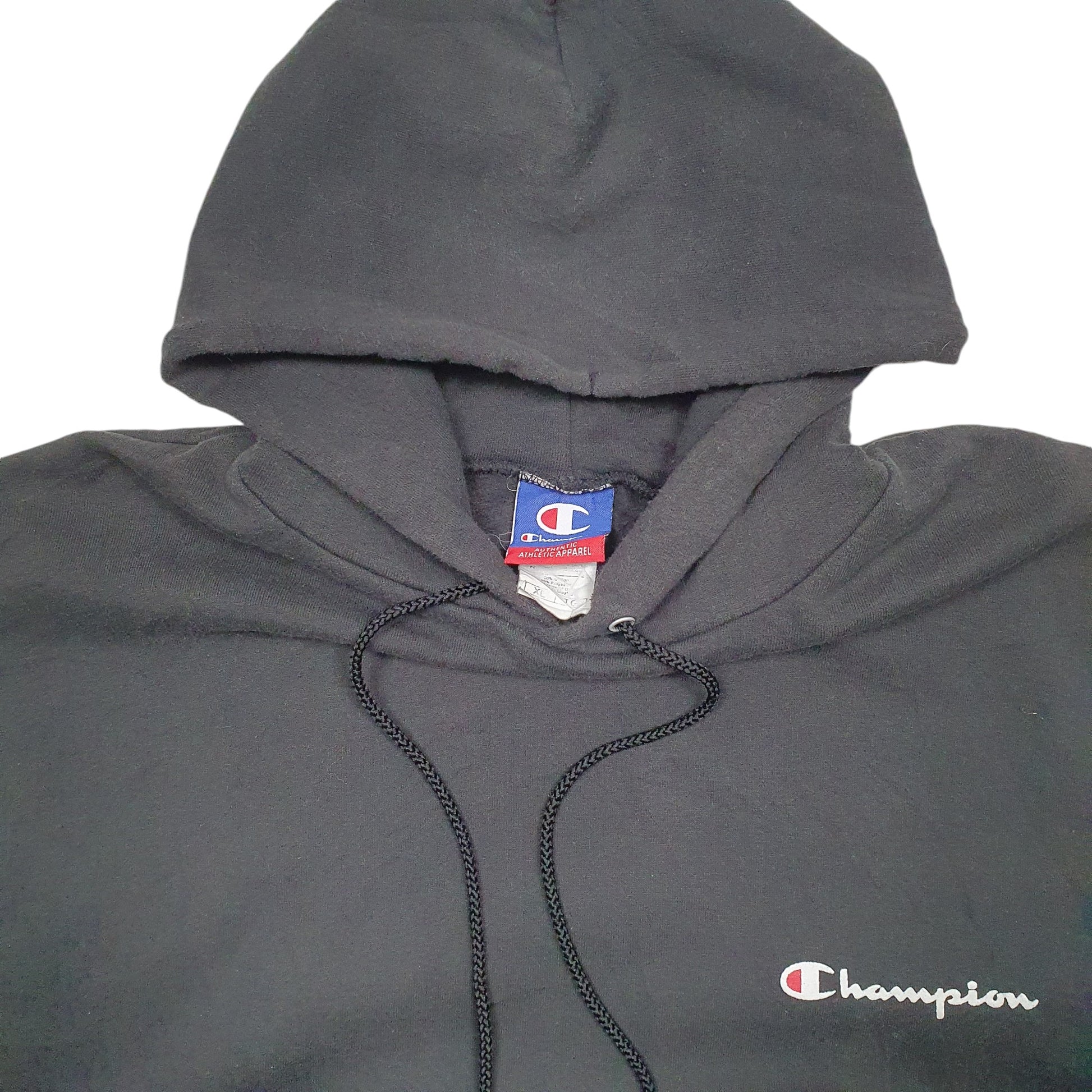 Mens Black Champion Spellout Hoodie Jumper