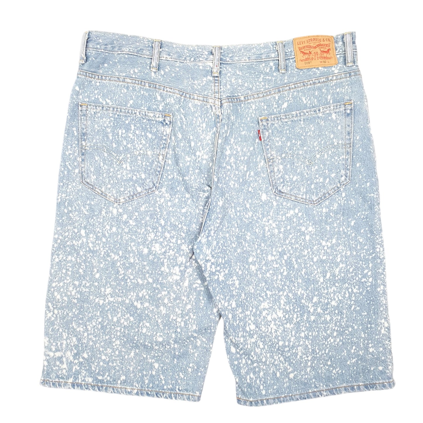 Mens Blue Levis Denim Jeans Jorts 569 Relaxed Baggy Acid Wash Denim Shorts