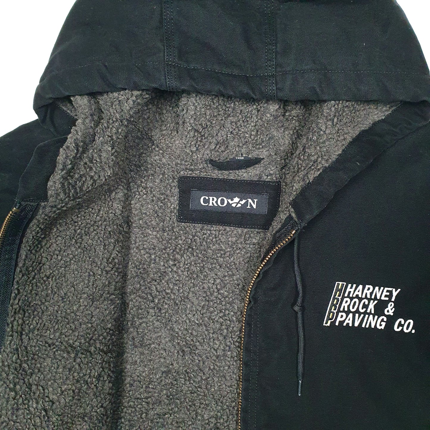 Mens Black Crown Heavy Sherpa Lined Active Hooded  Coat