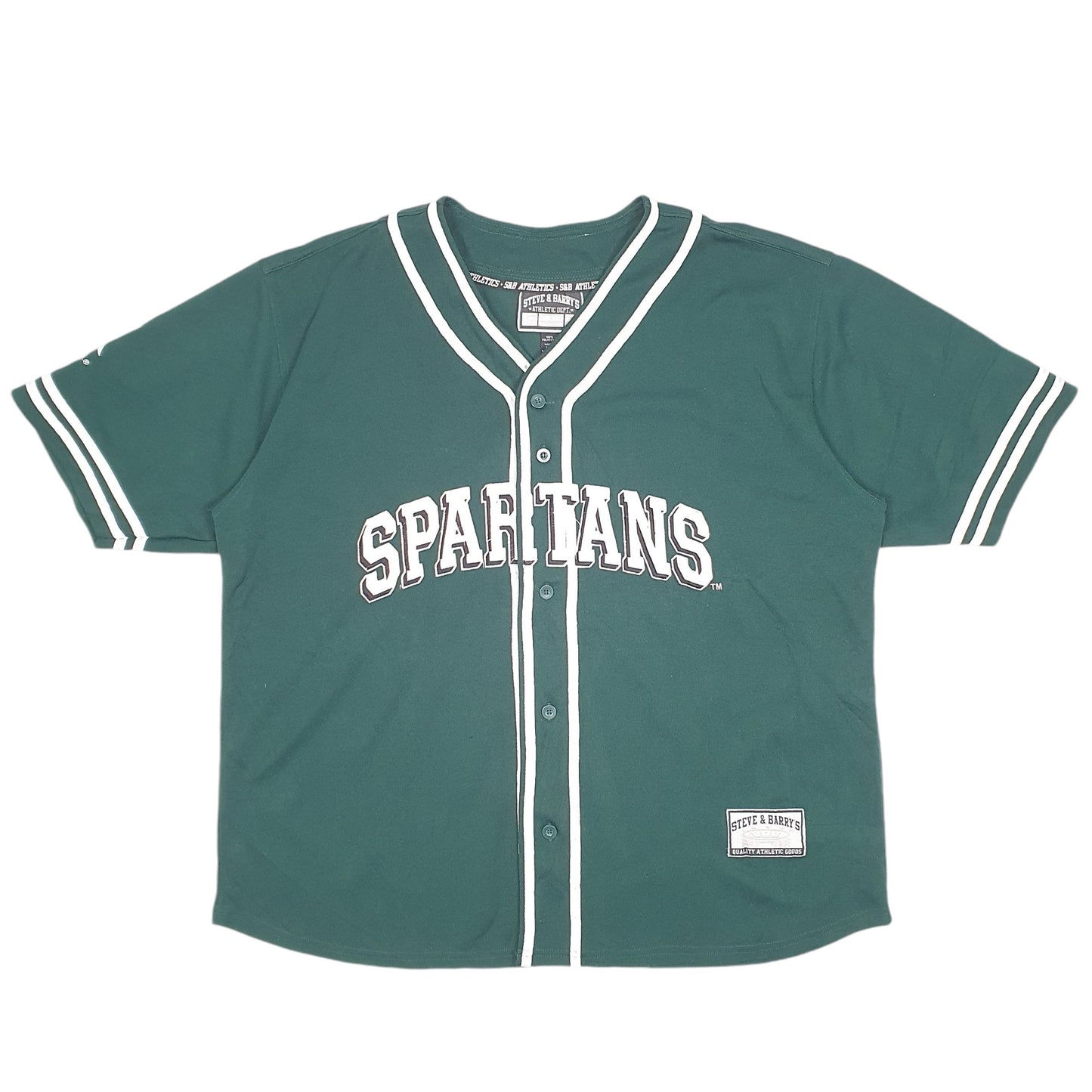 Mens Green Steve & Barrys Michigan State University Spartans Baseball Jersey Short Sleeve T Shirt