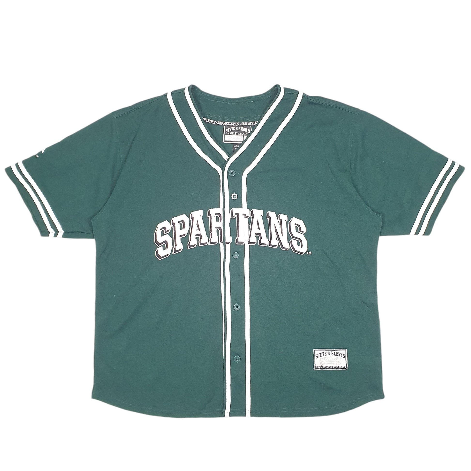 Mens Green Steve & Barrys Michigan State University Spartans Baseball Jersey Short Sleeve T Shirt