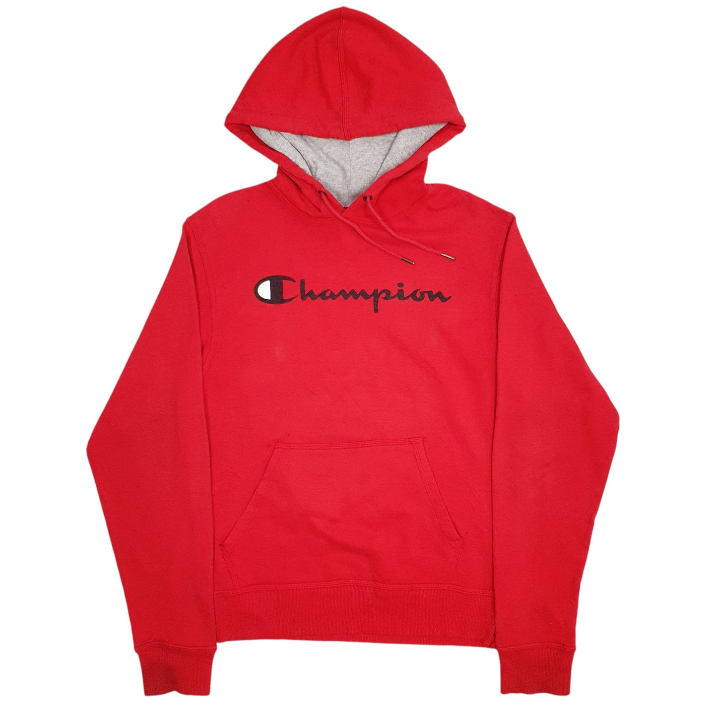 Mens Red Champion Spellout Hoodie Jumper