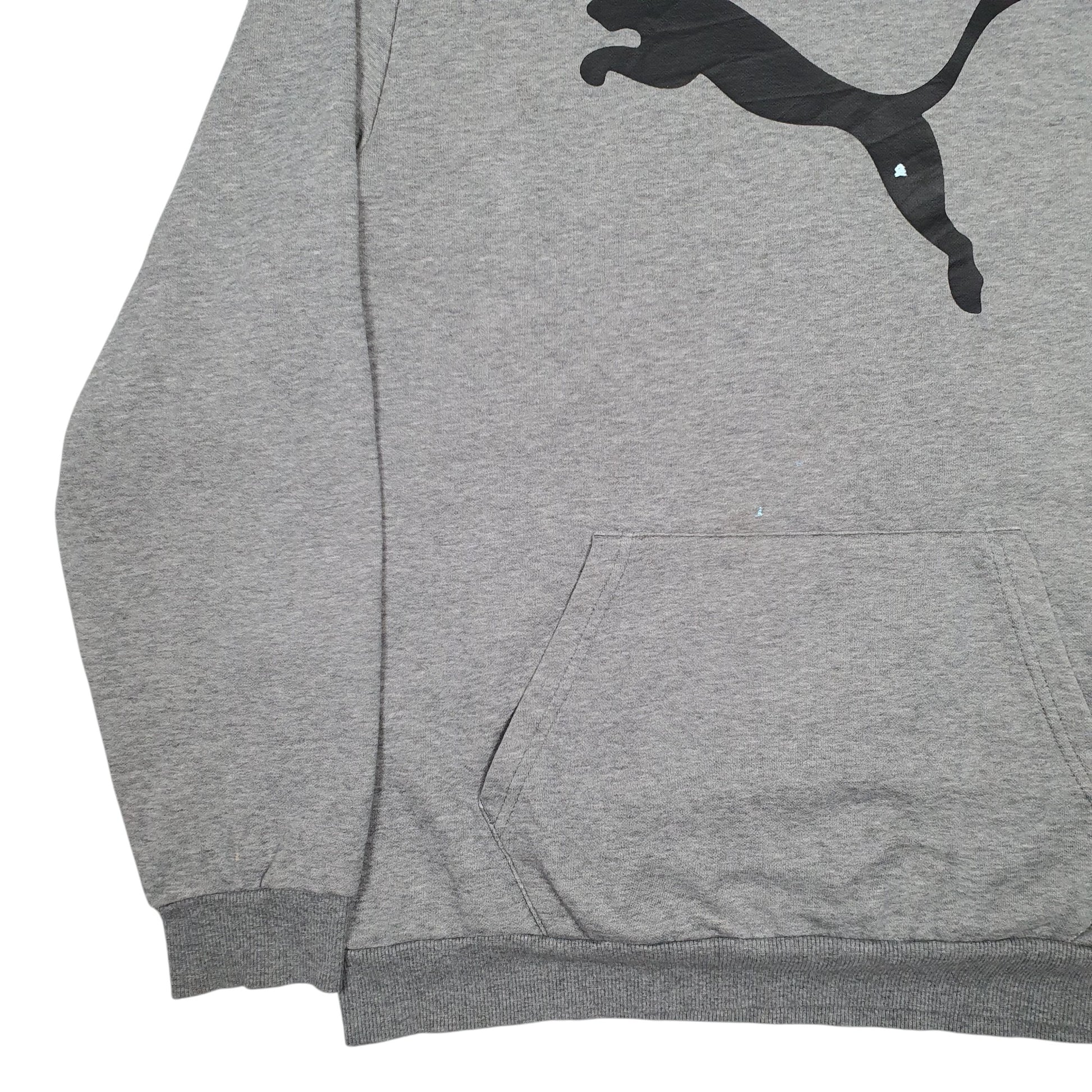 Mens Grey Puma Spellout Hoodie Jumper