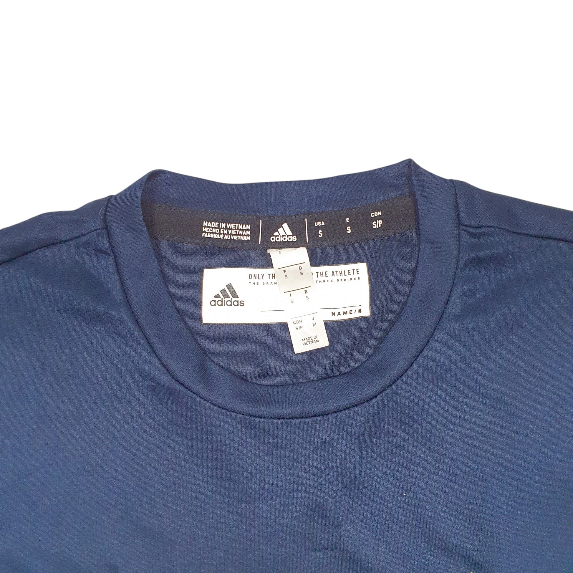 Mens Navy Adidas Pep Band Big Cat Active Workout Gym Short Sleeve T Shirt