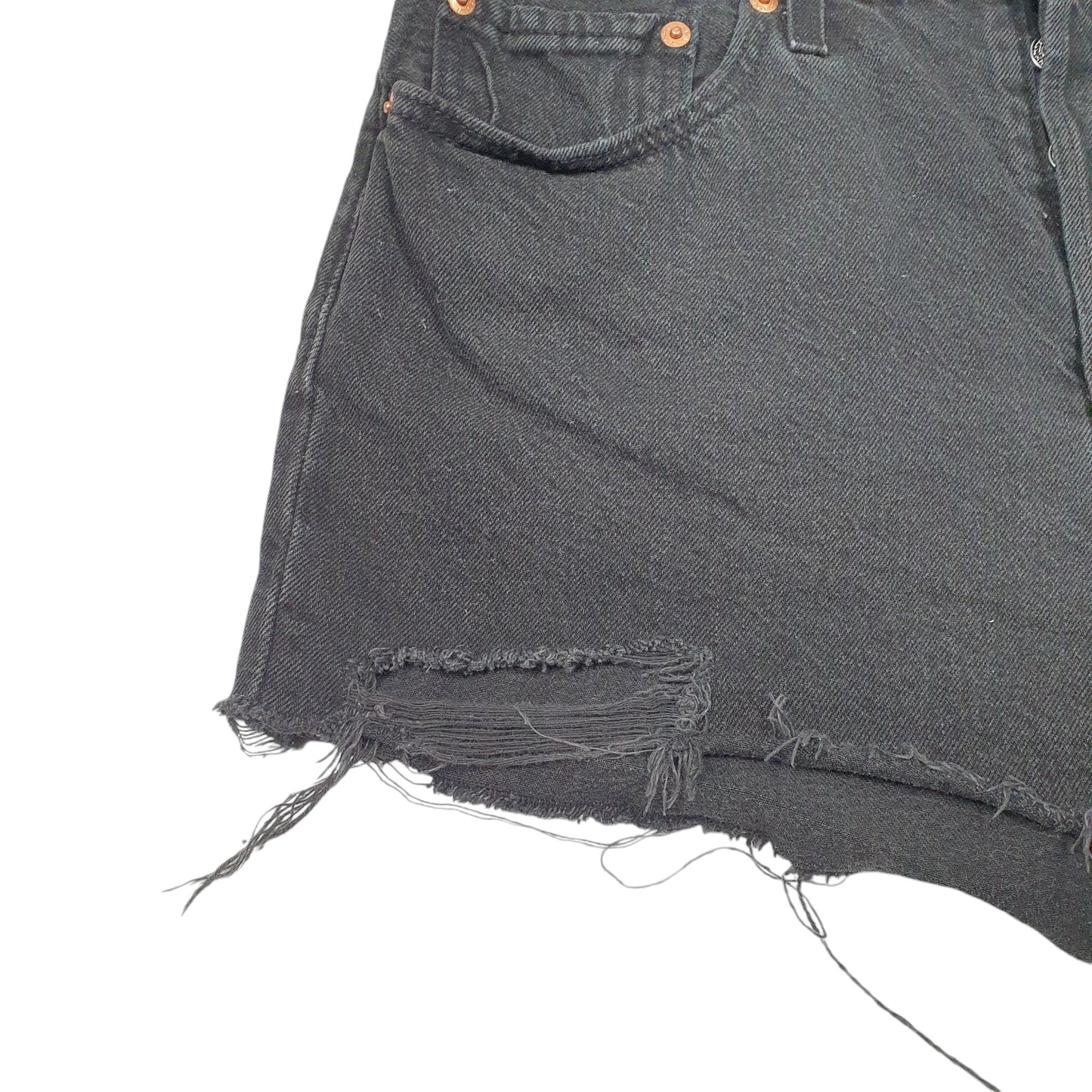 Womens Black Levis 501 Denim Jorts Hot Pants Disressed Denim Shorts