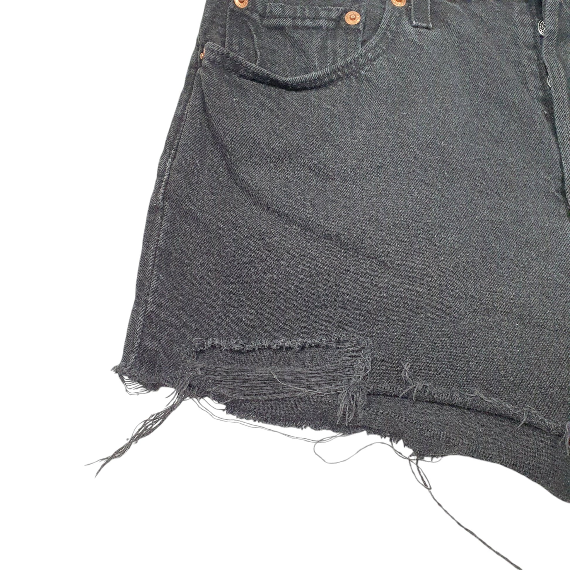 Womens Black Levis 501 Denim Jorts Hot Pants Disressed Denim Shorts