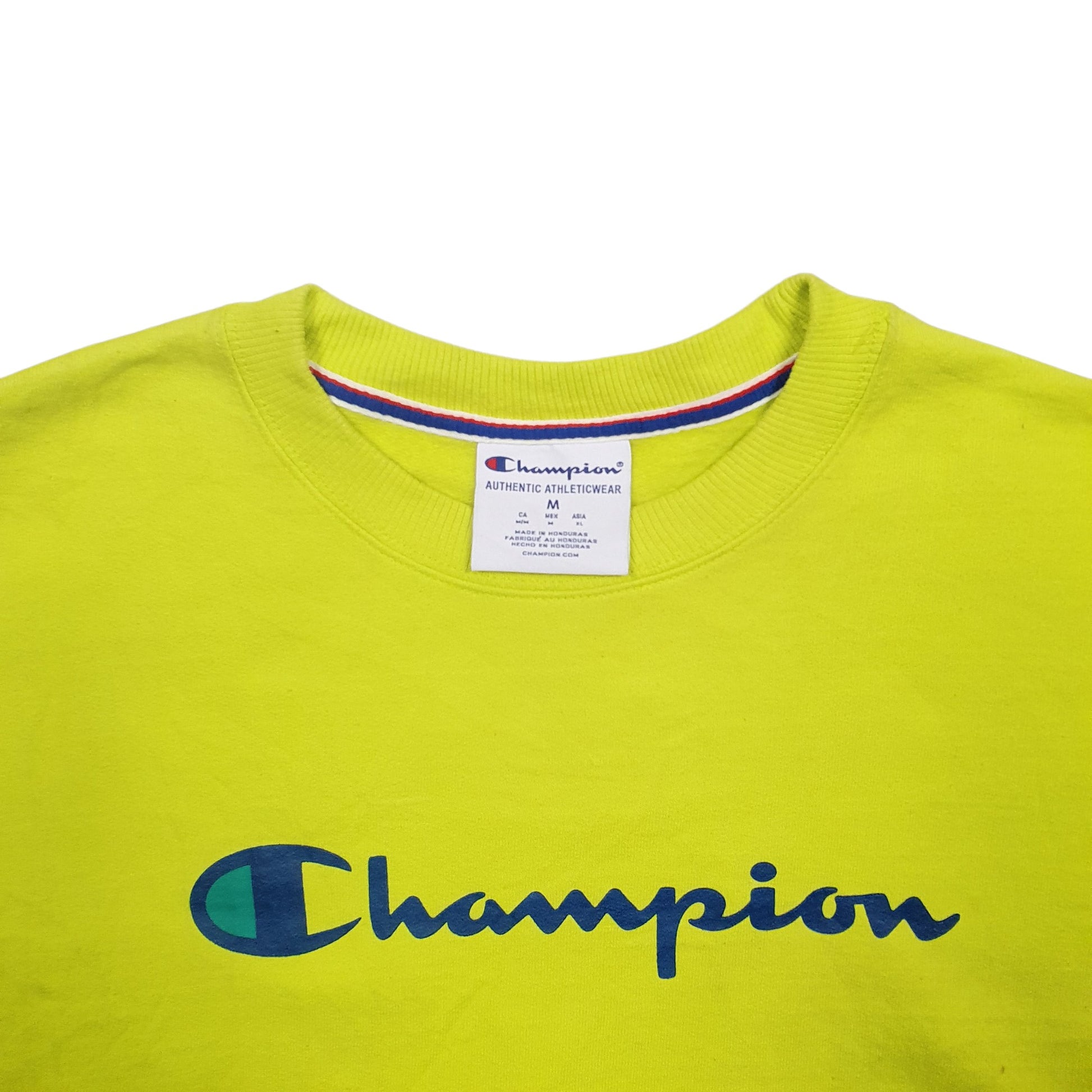 Womens Green Champion Spellout Crewneck Jumper