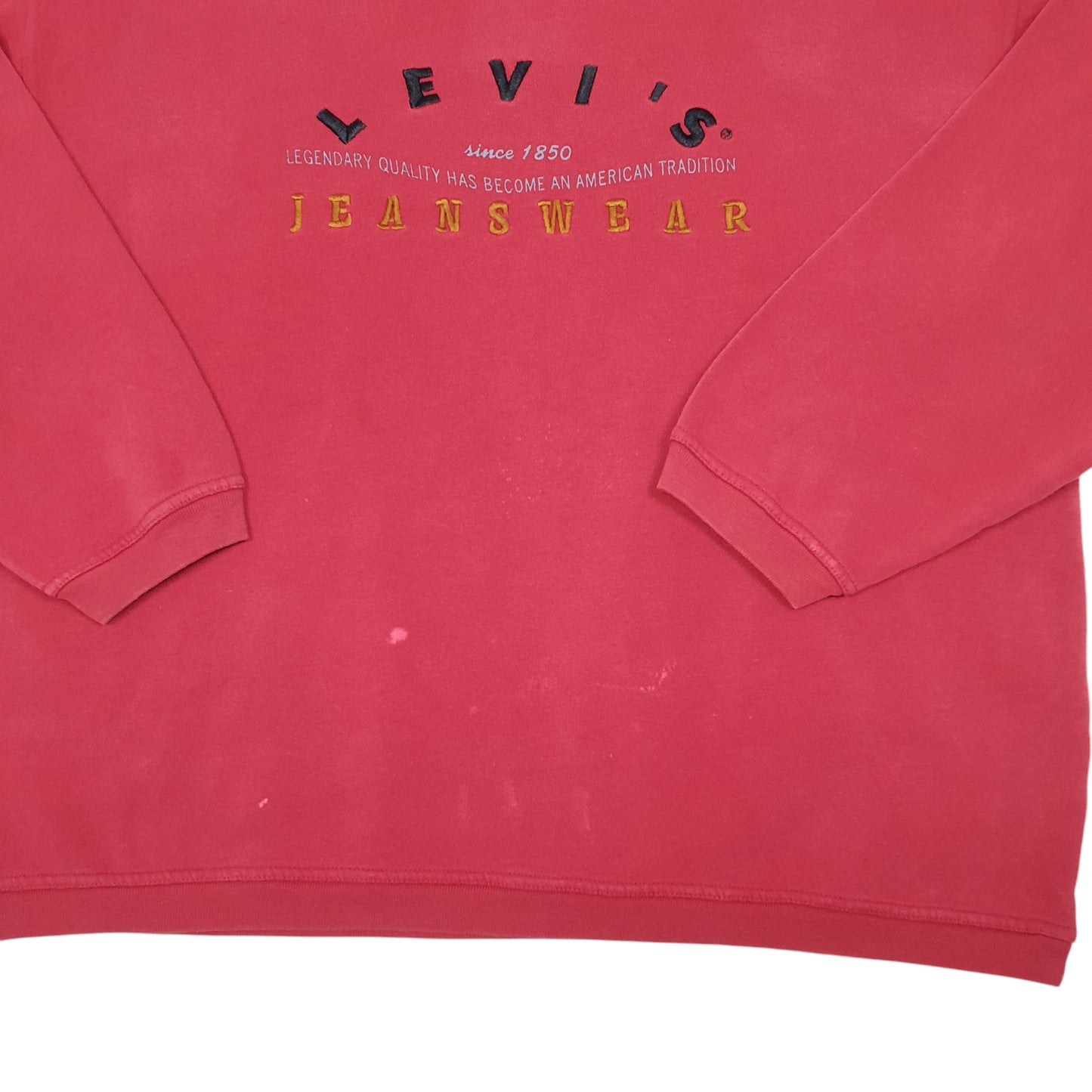 Womens Red Levis Vintage Jeans Spellout Oversized Crewneck Jumper