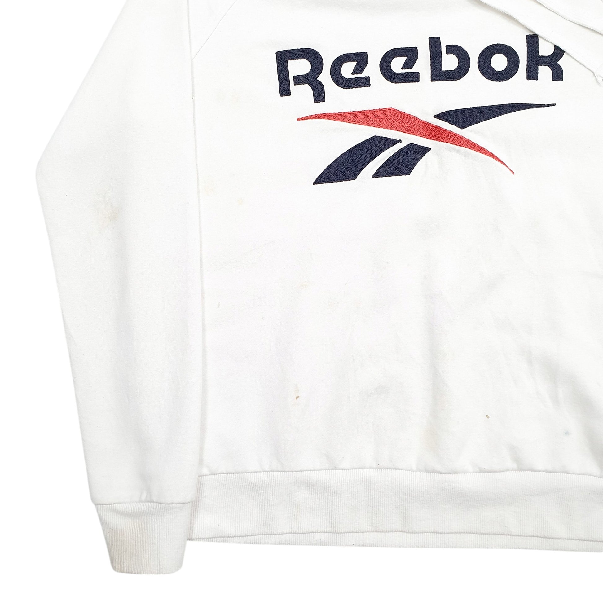 Womens White Reebok Spellout Hoodie Jumper