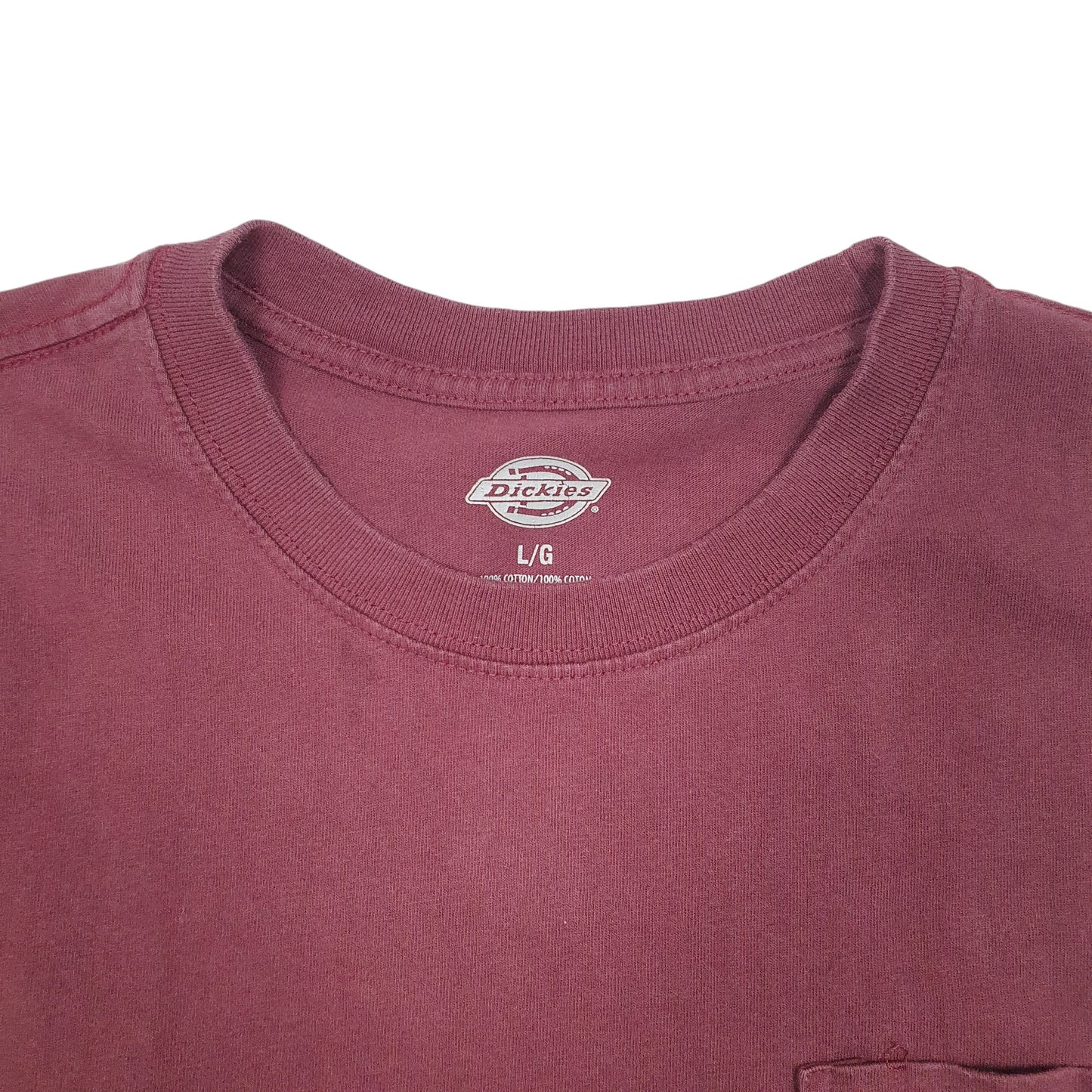 Mens Burgundy Dickies Pocket Workwear Short Sleeve T Shirt