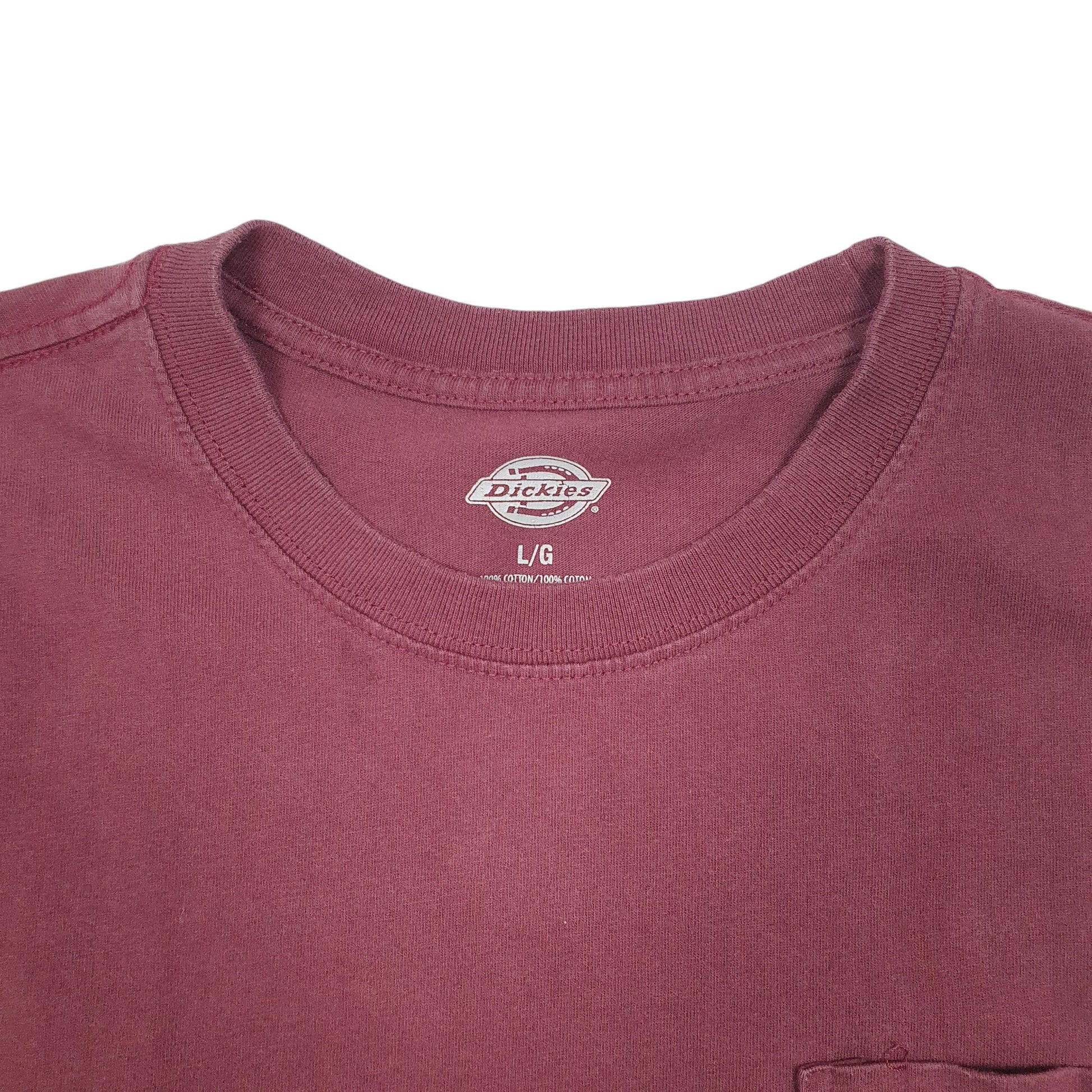 Mens Burgundy Dickies Pocket Workwear Short Sleeve T Shirt