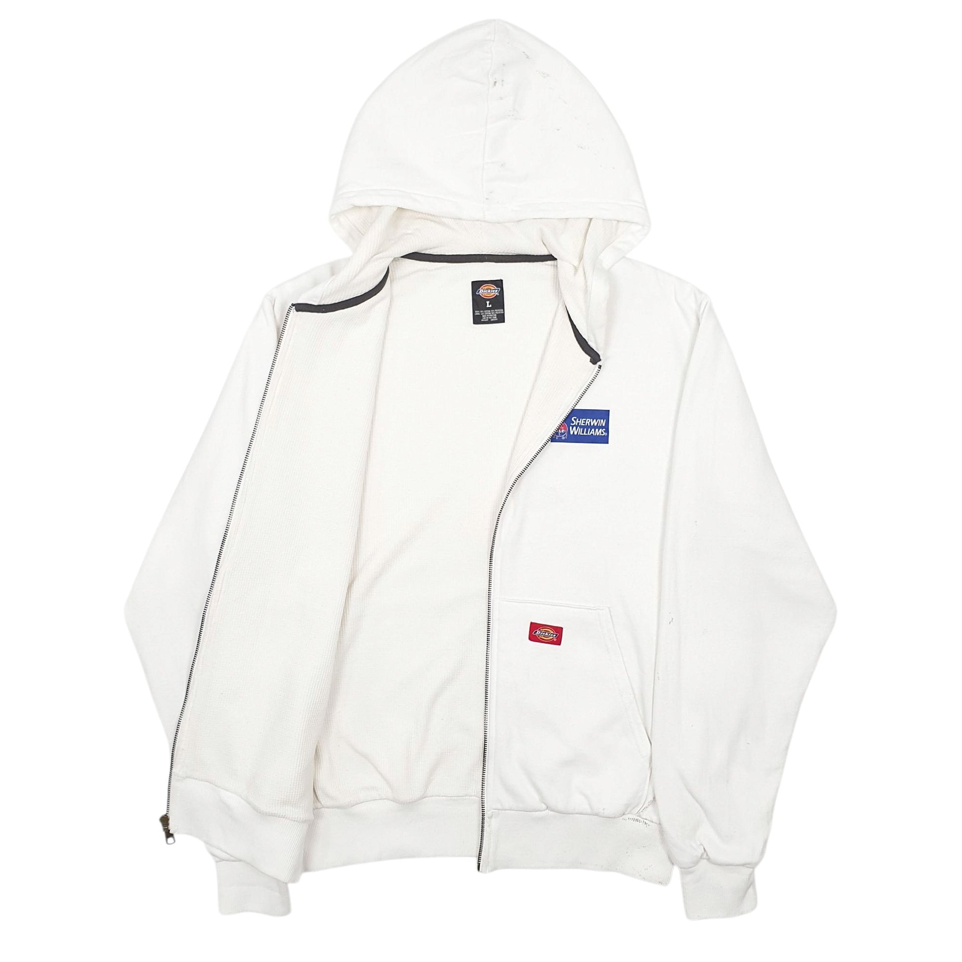 Mens White Dickies Workwear Full Zip Jumper