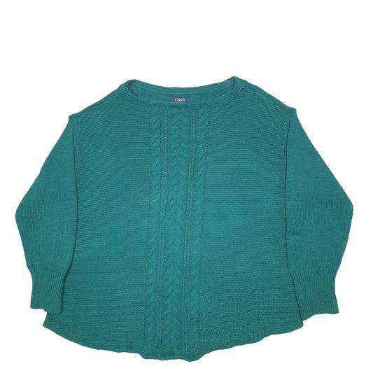Womens Green Chaps Cable Knit Crewneck Jumper