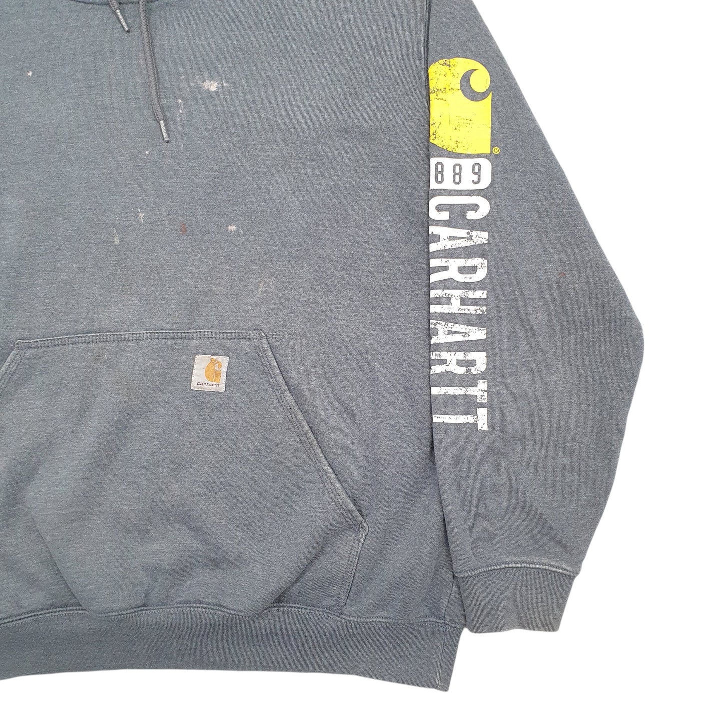 Mens Grey Carhartt Spellout Hoodie Jumper