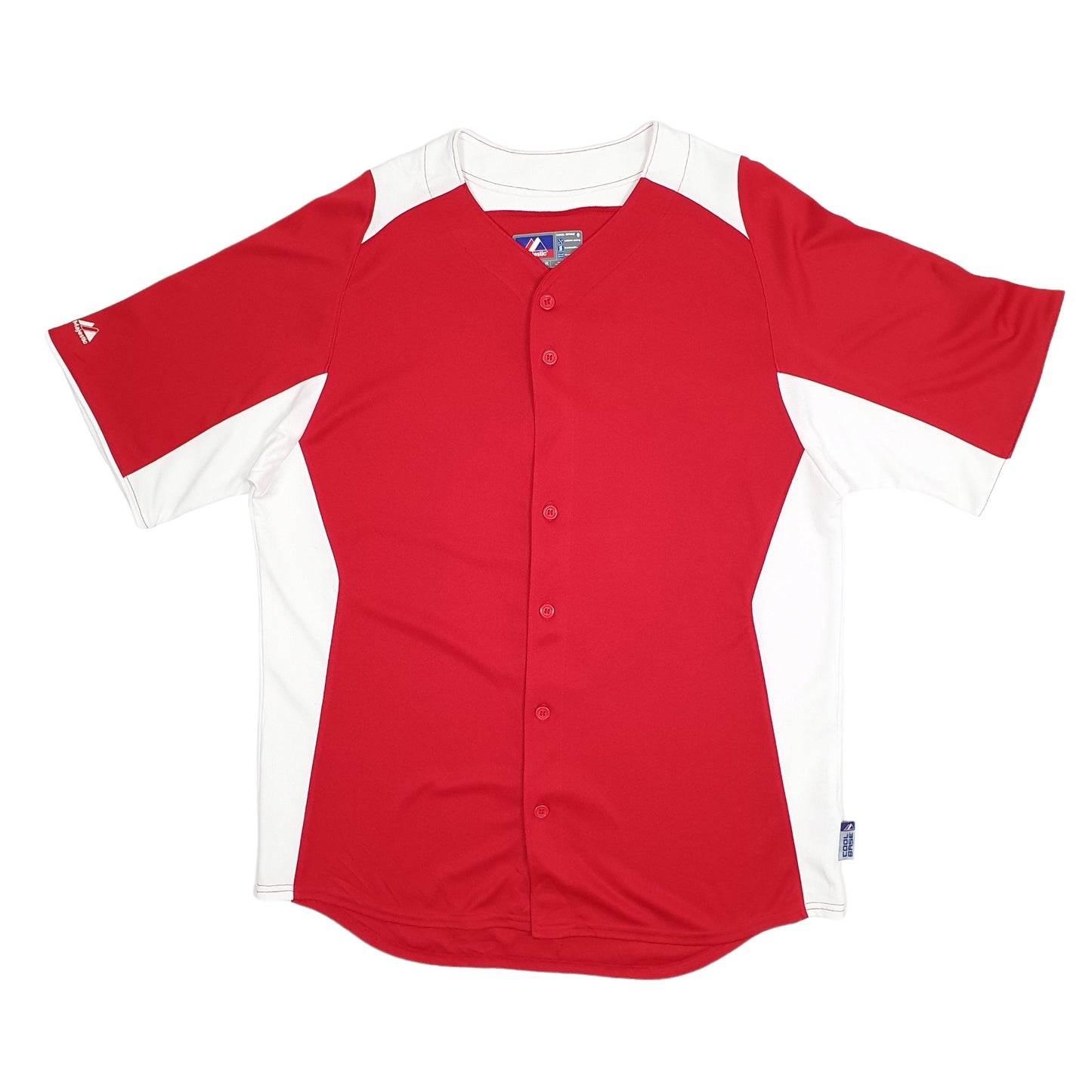 Mens Red Majestic Plain Baseball Jersey Short Sleeve T Shirt