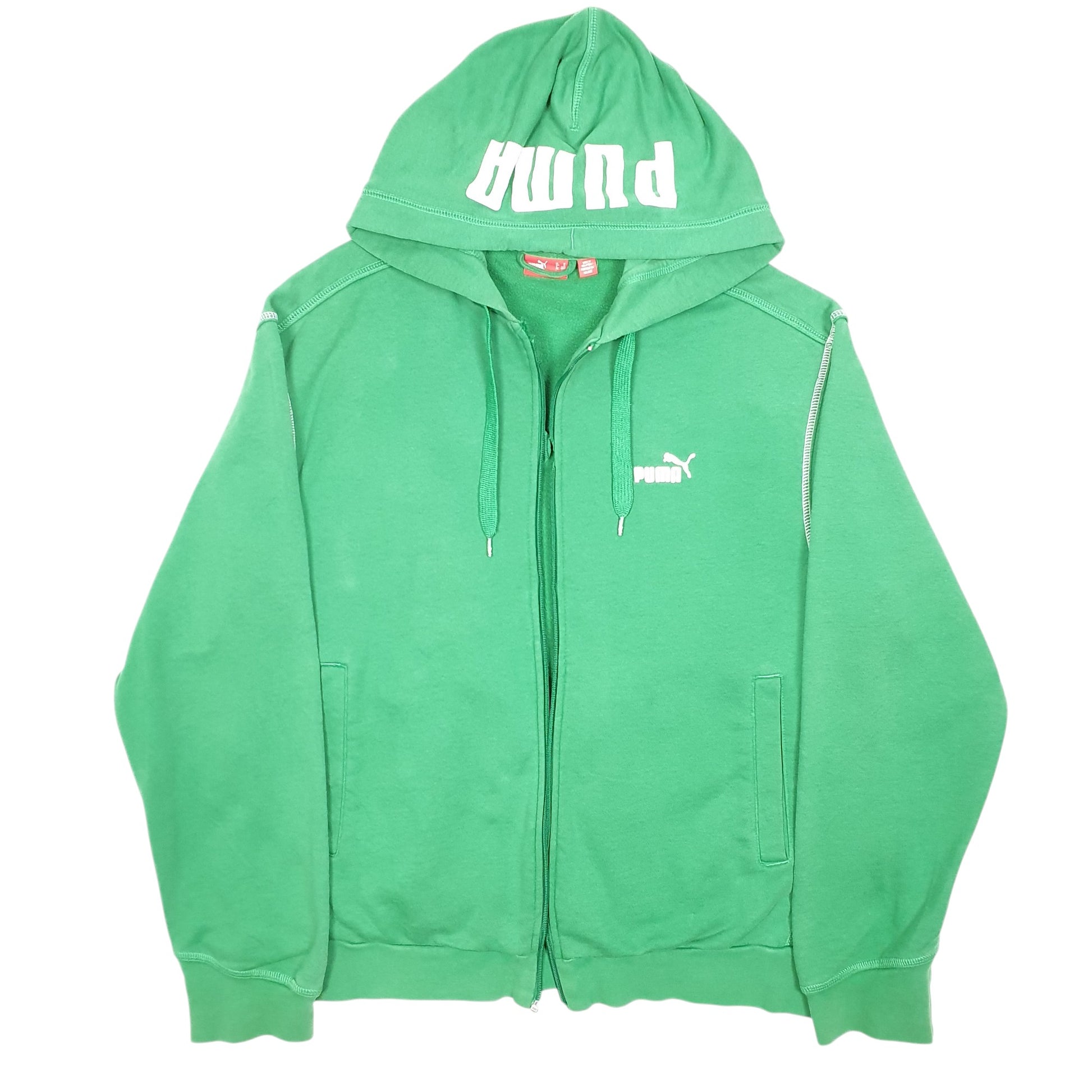 Mens Green Puma Hoodie Full Zip Jumper