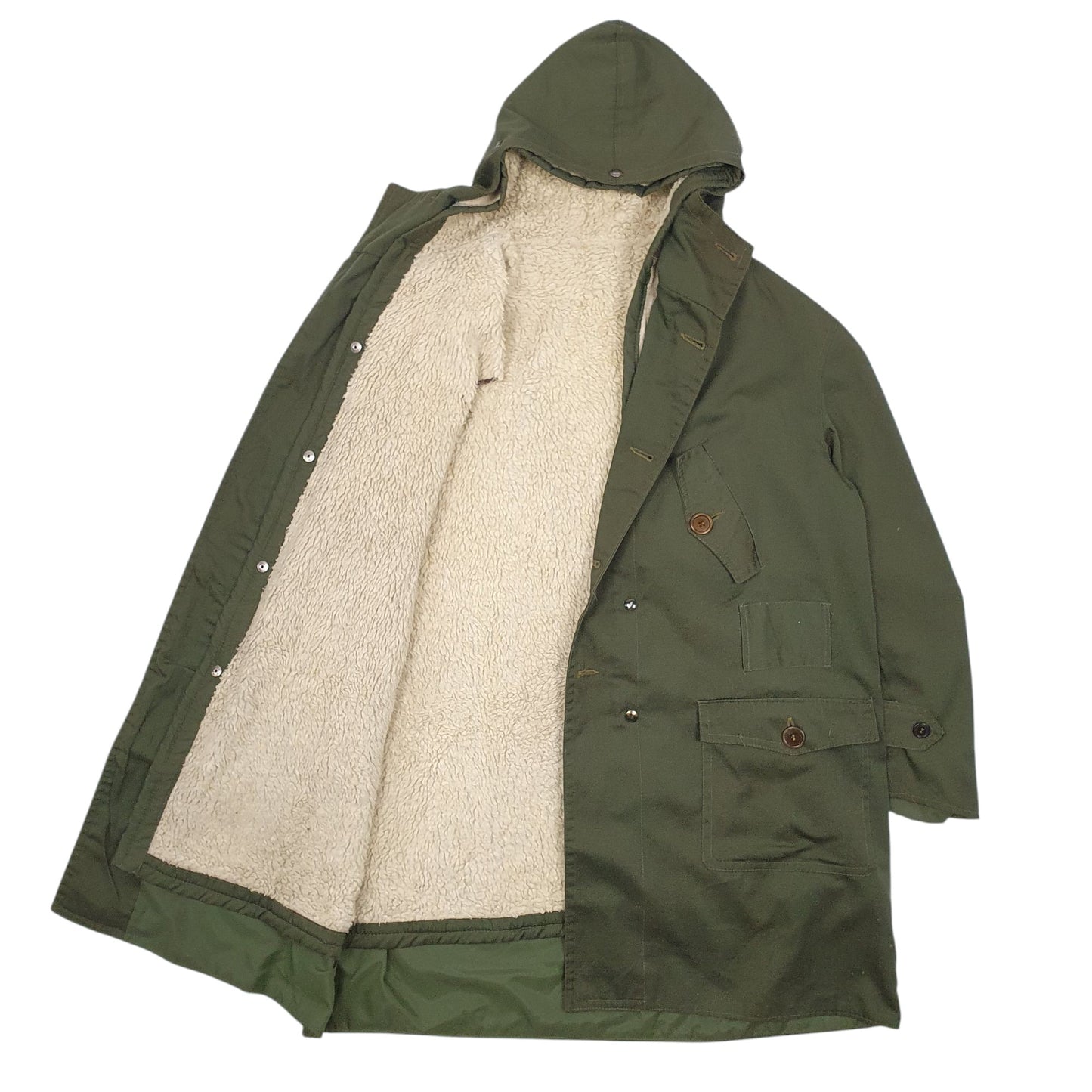 Mens Green Unbranded Vintage Military Sherpa Lined  Coat