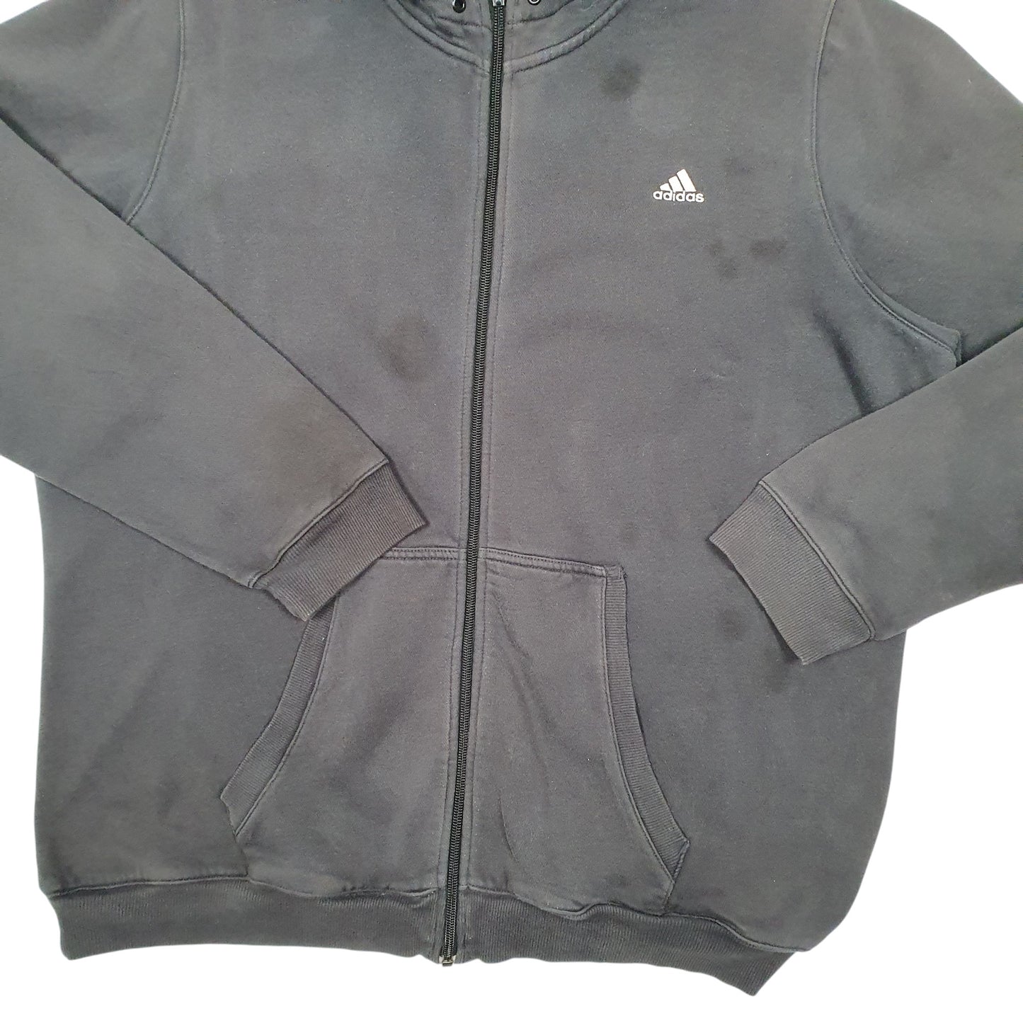 Mens Black Adidas Hoodie Full Zip Jumper