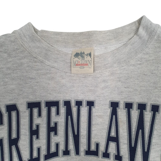 Mens Grey My Town Originals Vintage 90s Made In USA Greenlawn New York Crewneck Jumper