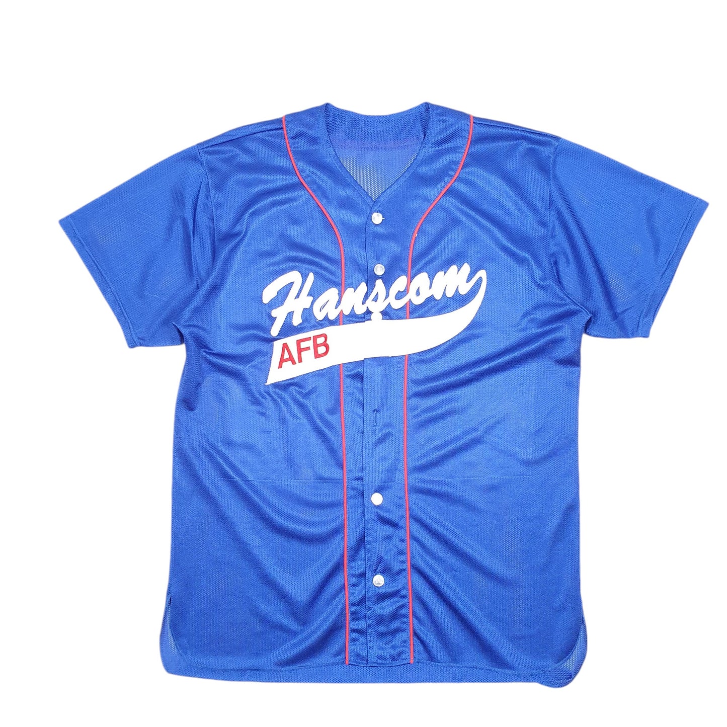 Mens Blue Unbranded Baseball Jersey Hanscom AFB US Air Force USA Short Sleeve T Shirt