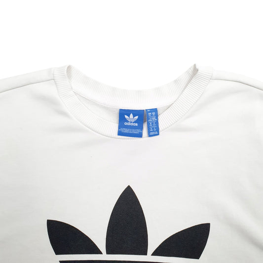 Mens White Adidas Spellout Crewneck Jumper