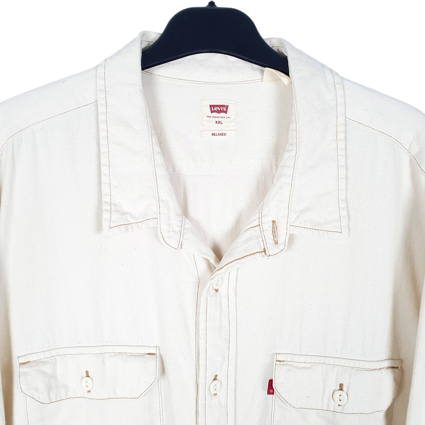Mens Cream Levis Casual Heavy Overshirt Shacket Relaxed Long Sleeve Shirt