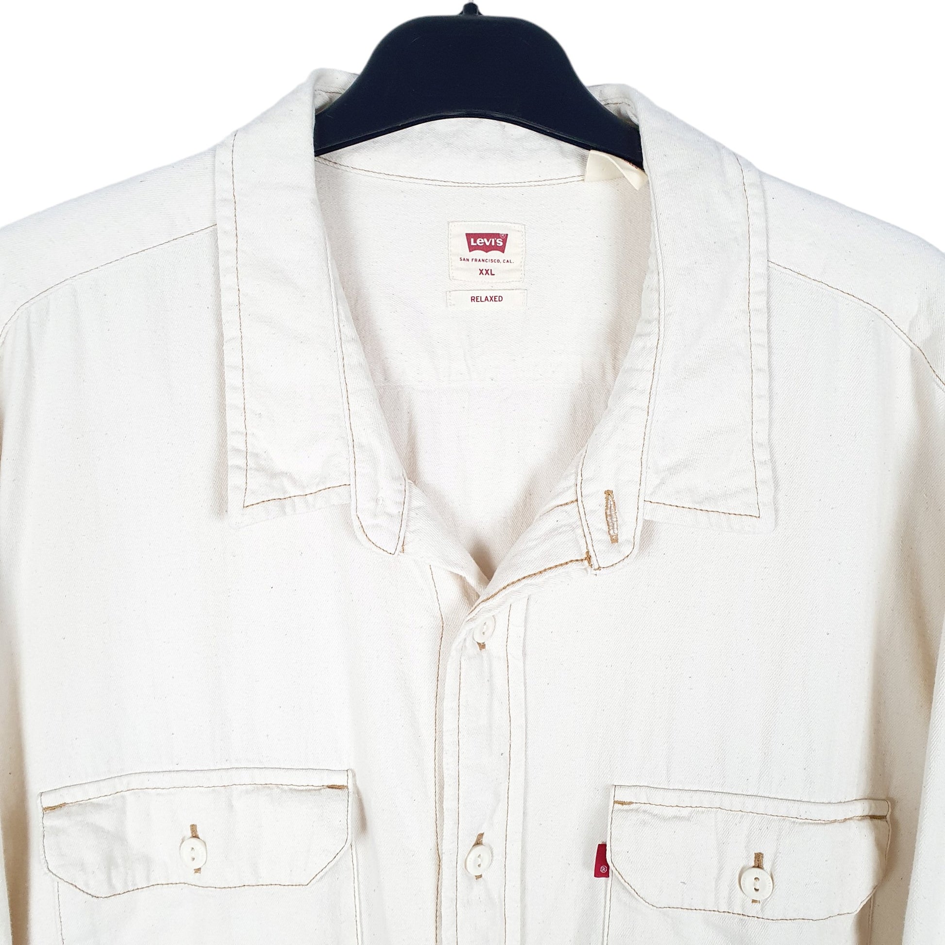 Mens Cream Levis Casual Heavy Overshirt Shacket Relaxed Long Sleeve Shirt