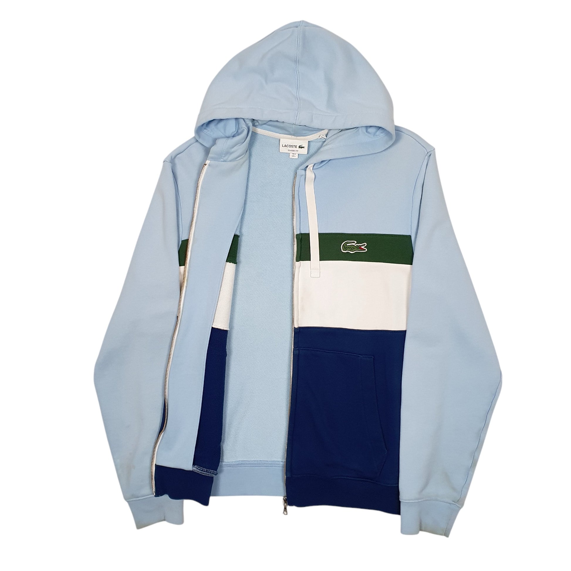 Mens Blue Lacoste Hoodie Full Zip Jumper