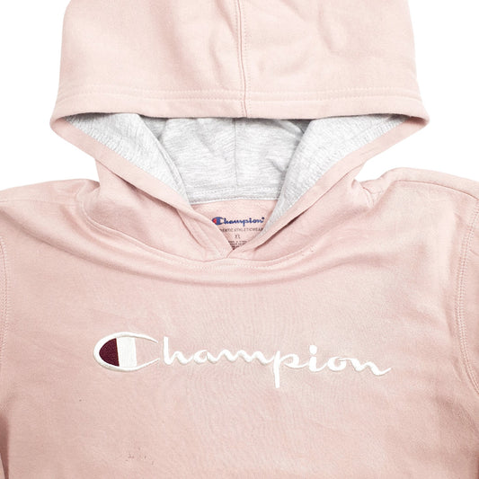 Womens Pink Champion Spellout Hoodie Jumper