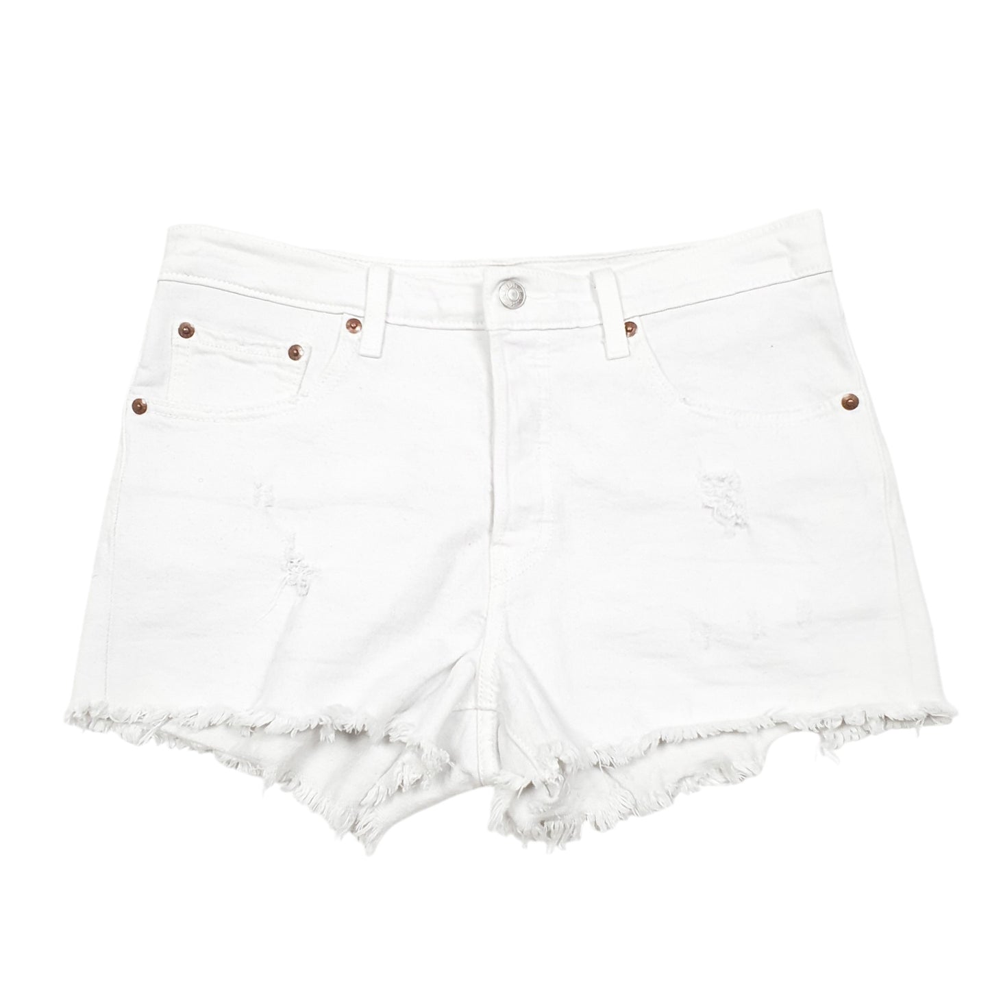 Womens White Levis 501 Jorts Hot Pants Disressed Denim Shorts