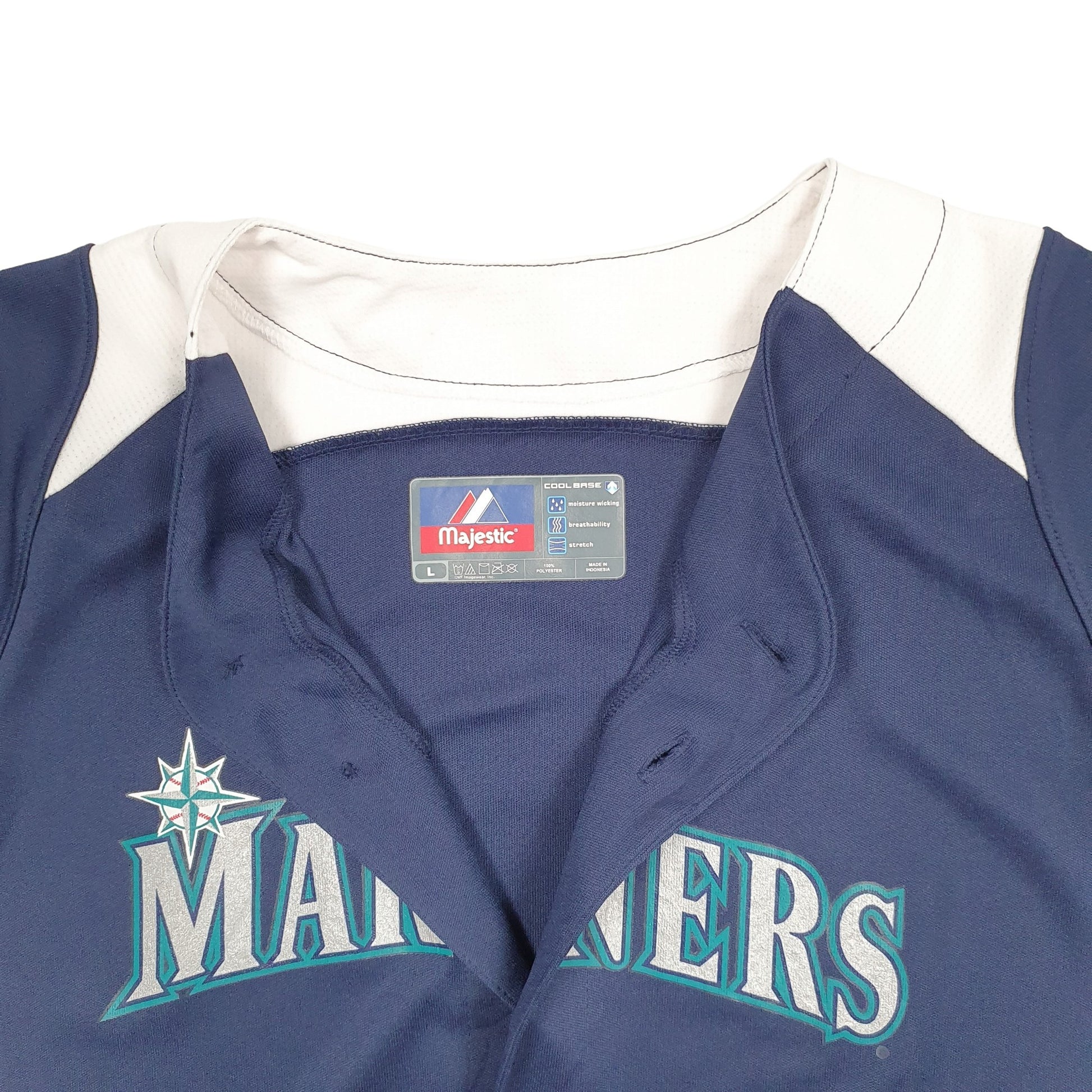 Mens Navy Majestic MLB Baseball Jersey Seattle Mariners Short Sleeve T Shirt