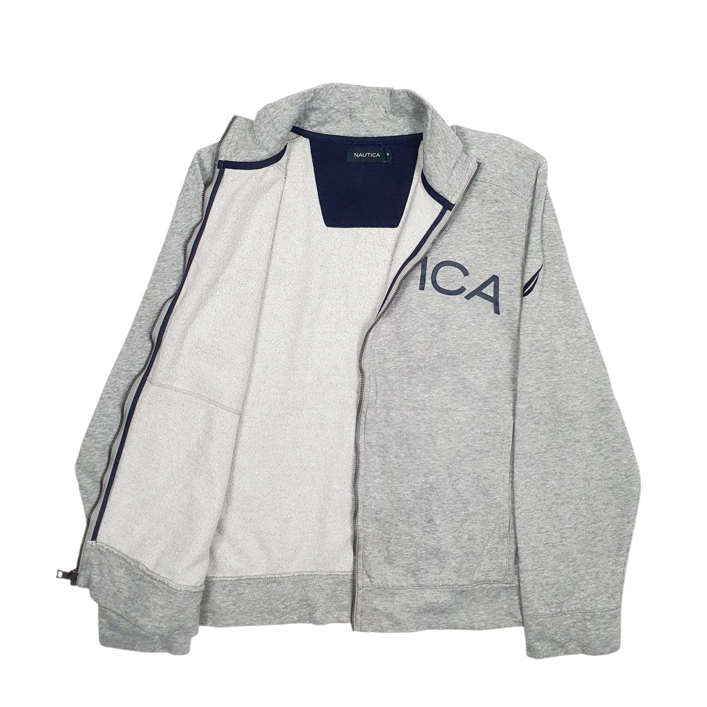 Mens Grey Nautica Spellout Full Zip Jumper