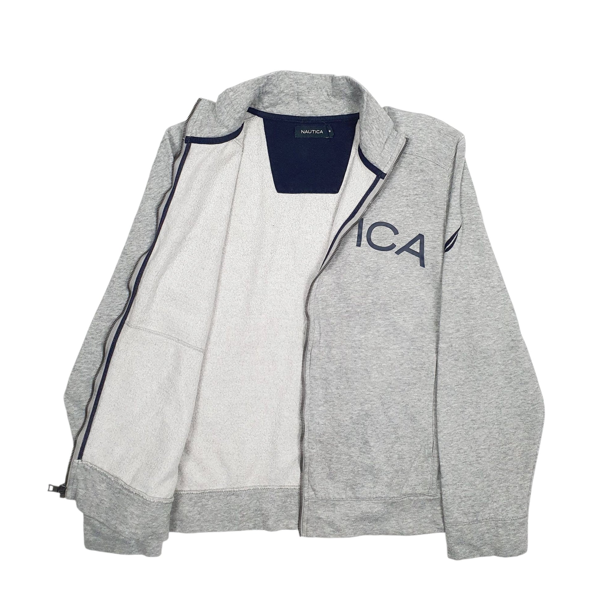 Mens Grey Nautica Spellout Full Zip Jumper
