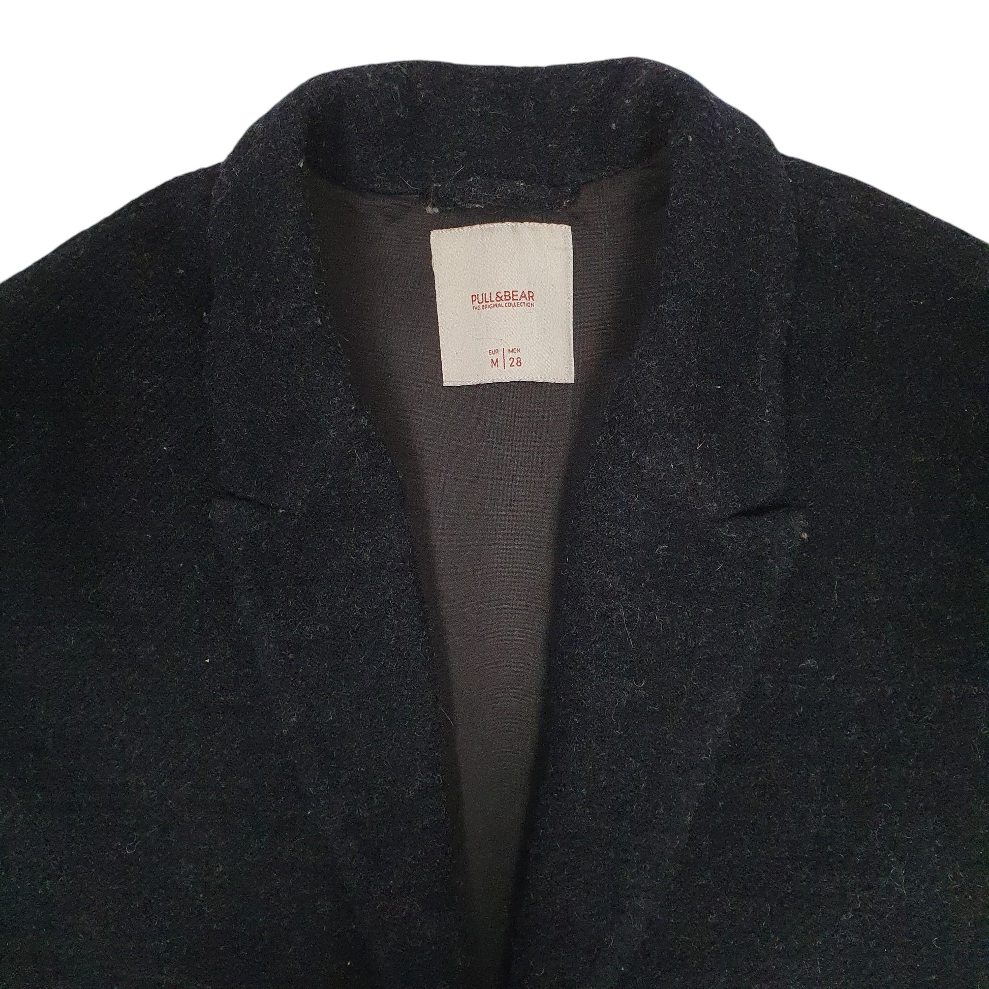 Mens Navy Pull & Bear Overcoat Trench  Coat