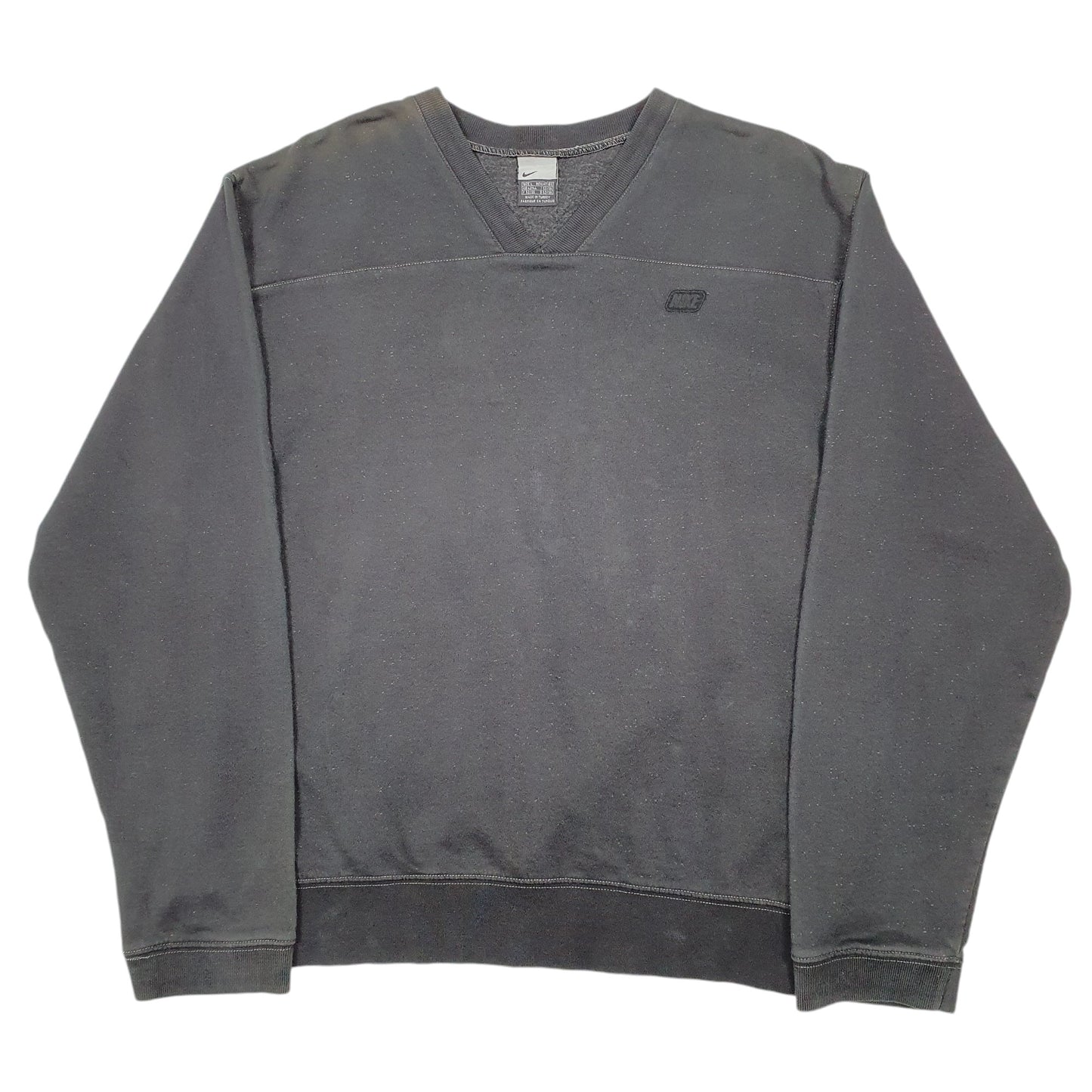 Mens Black Nike Vintage Y2K 2000s Speckled V Neck Jumper