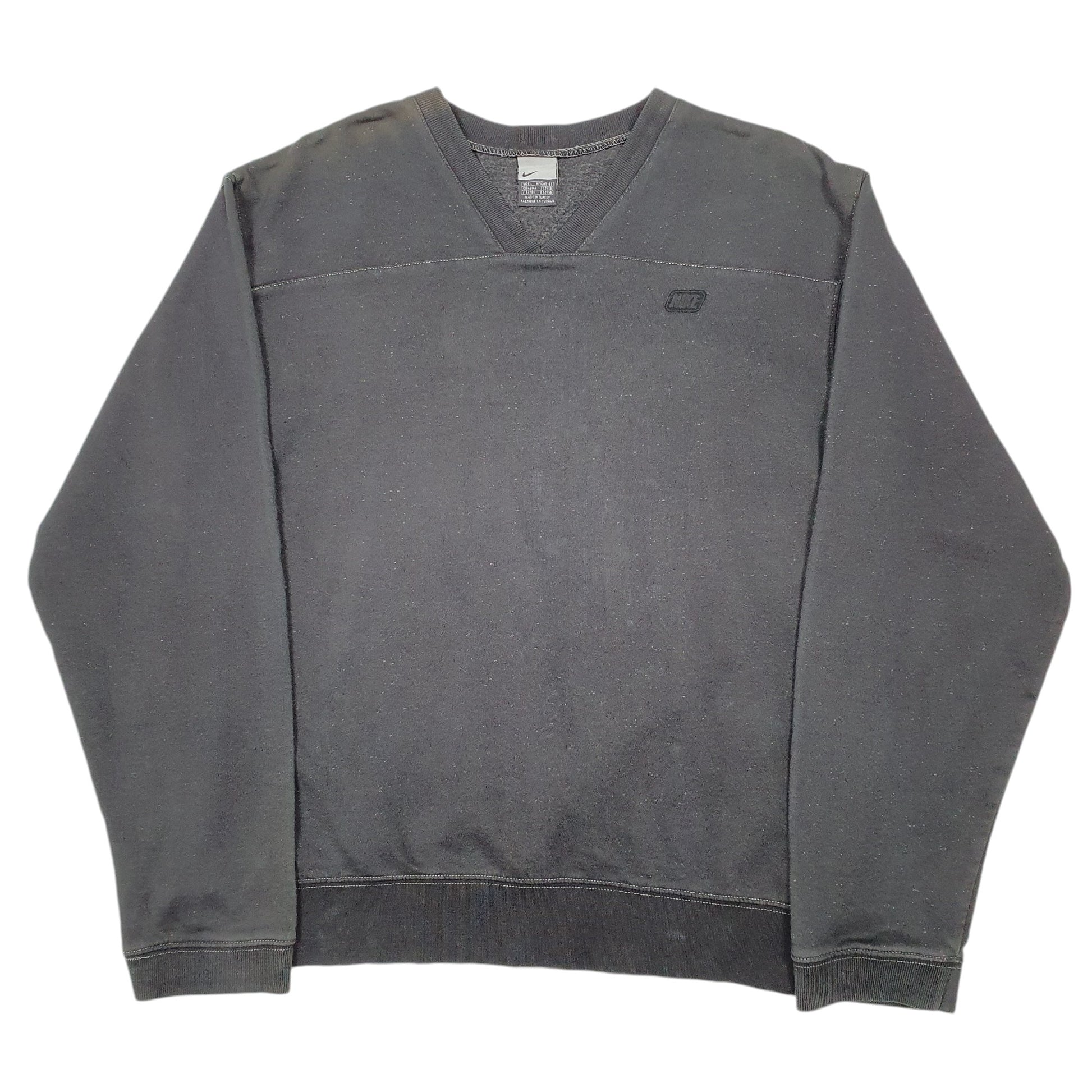 Mens Black Nike Vintage Y2K 2000s Speckled V Neck Jumper