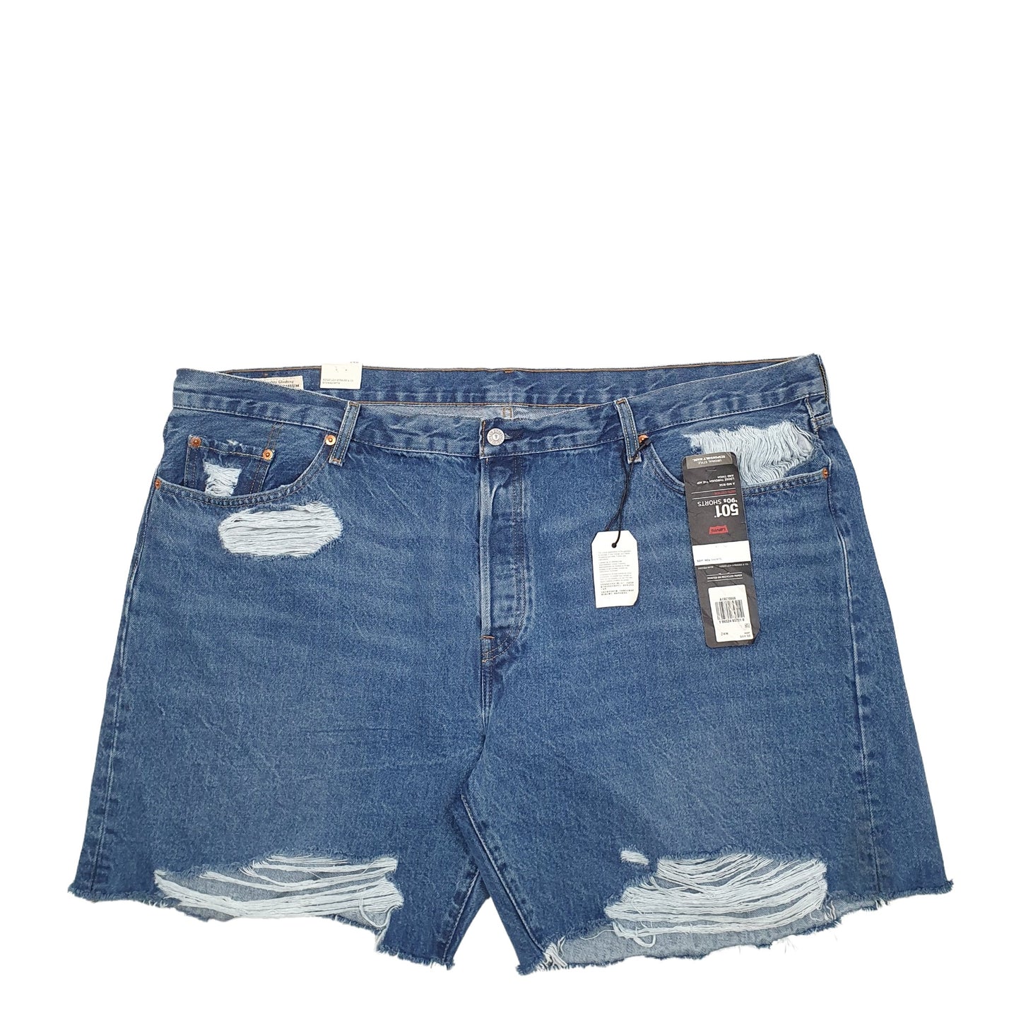 Womens Blue Levis 501 Jorts Distressed Denim Shorts