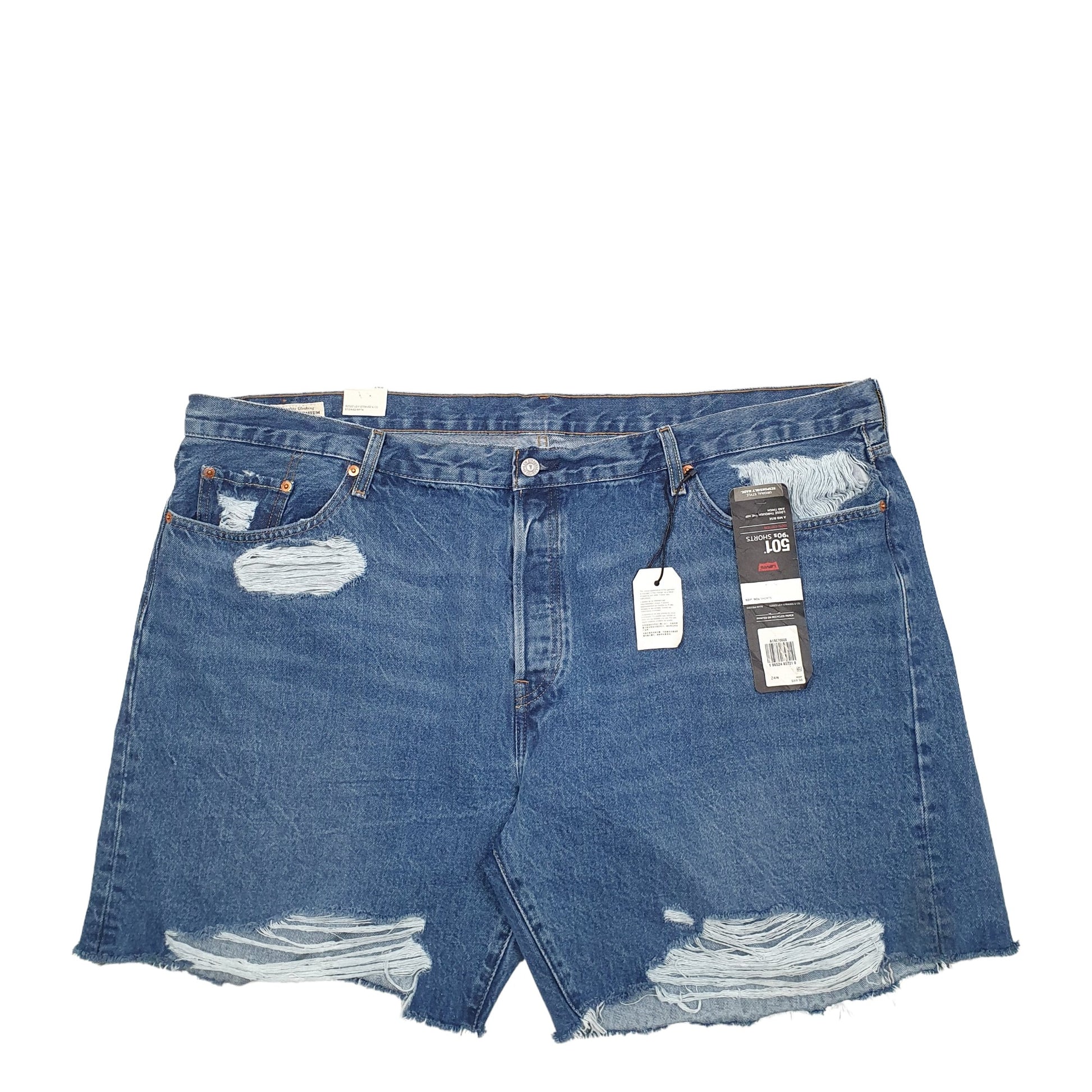 Womens Blue Levis 501 Jorts Distressed Denim Shorts