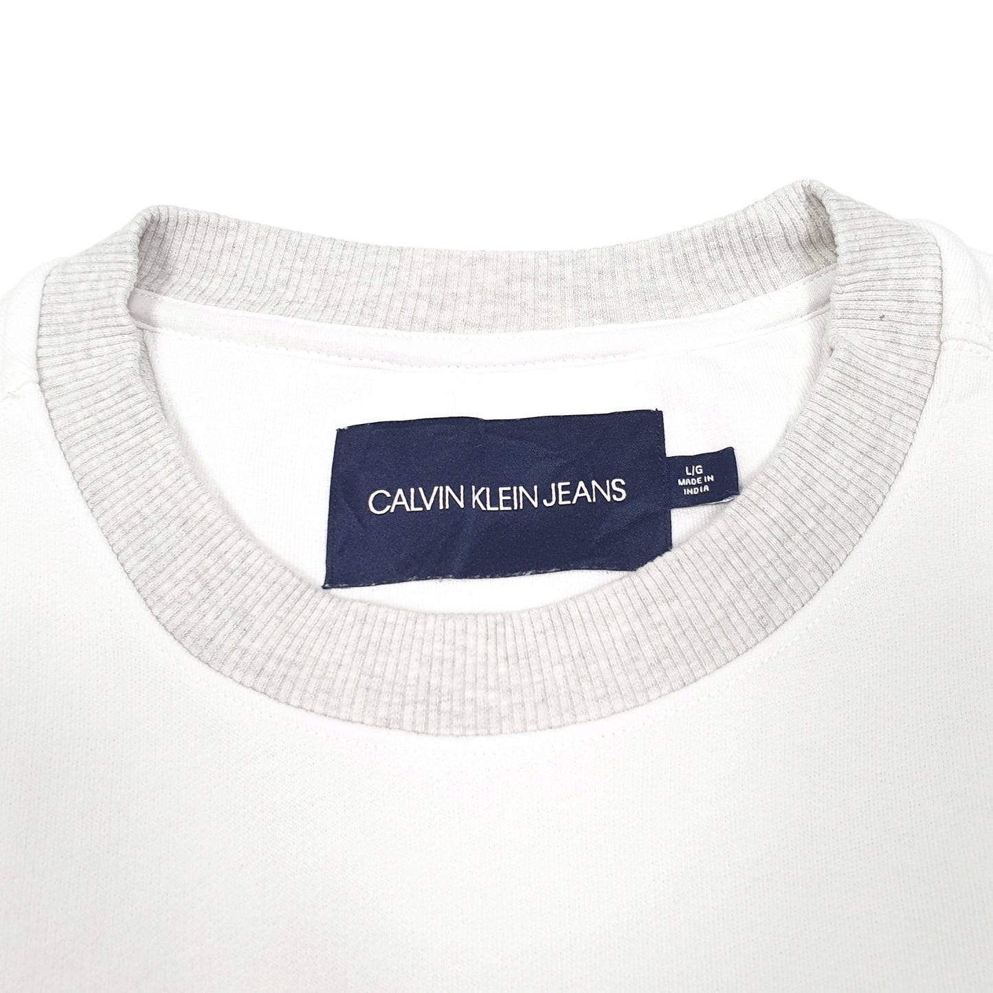 Mens White Calvin Klein Jeans Crewneck Jumper