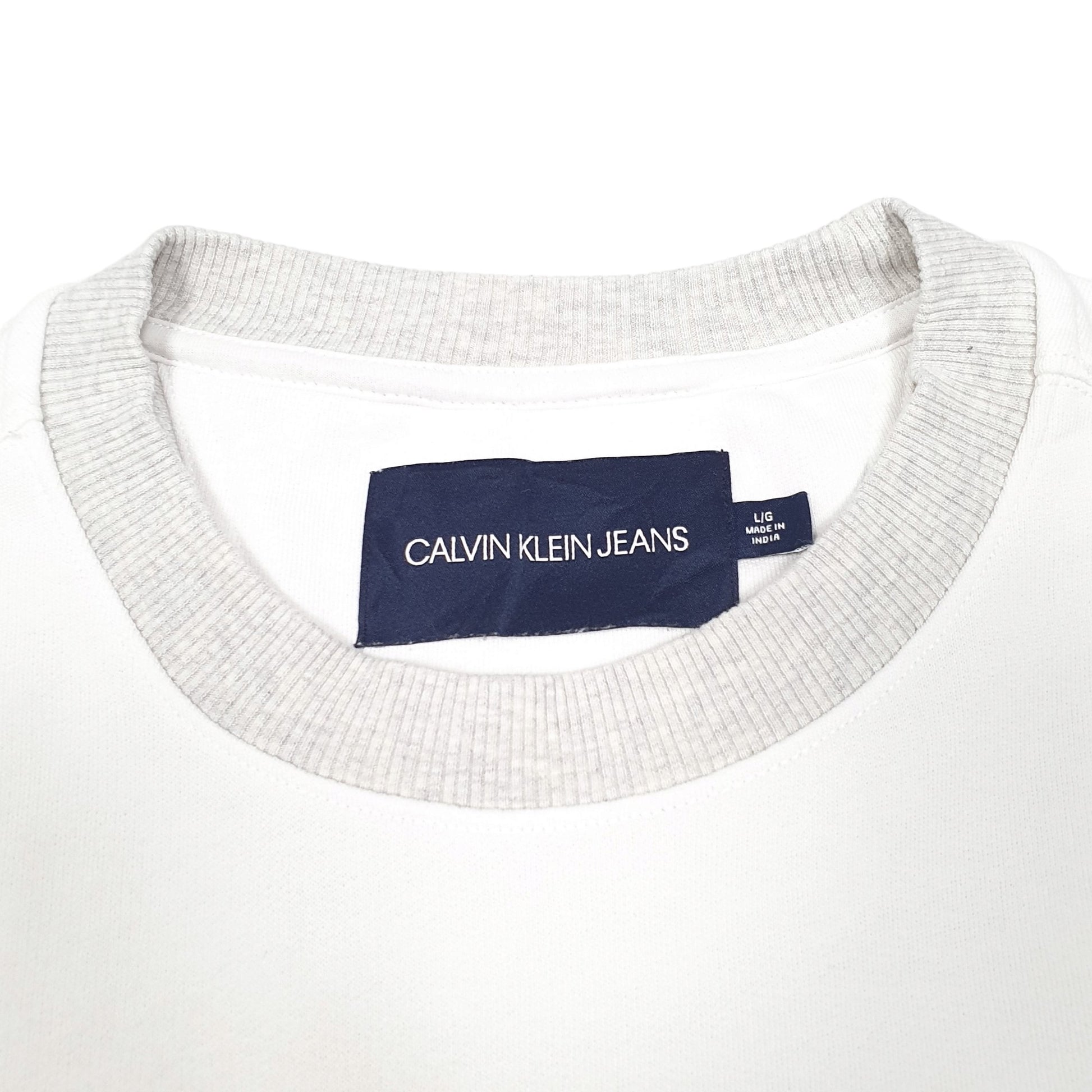 Mens White Calvin Klein Jeans Crewneck Jumper