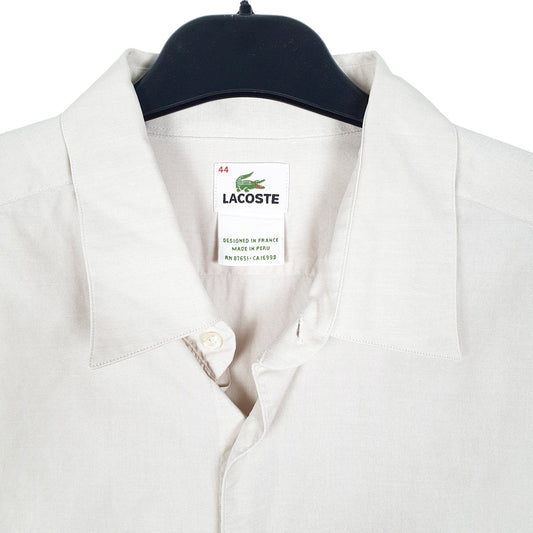 Mens Cream Lacoste  Long Sleeve Shirt