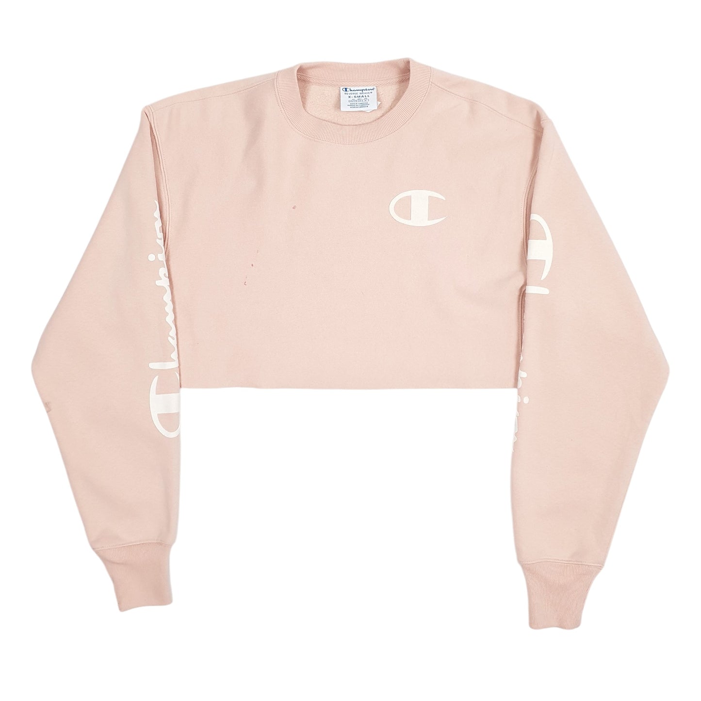 Womens Pink Champion Cropped Crop Top Reverse Weave. Crewneck Jumper